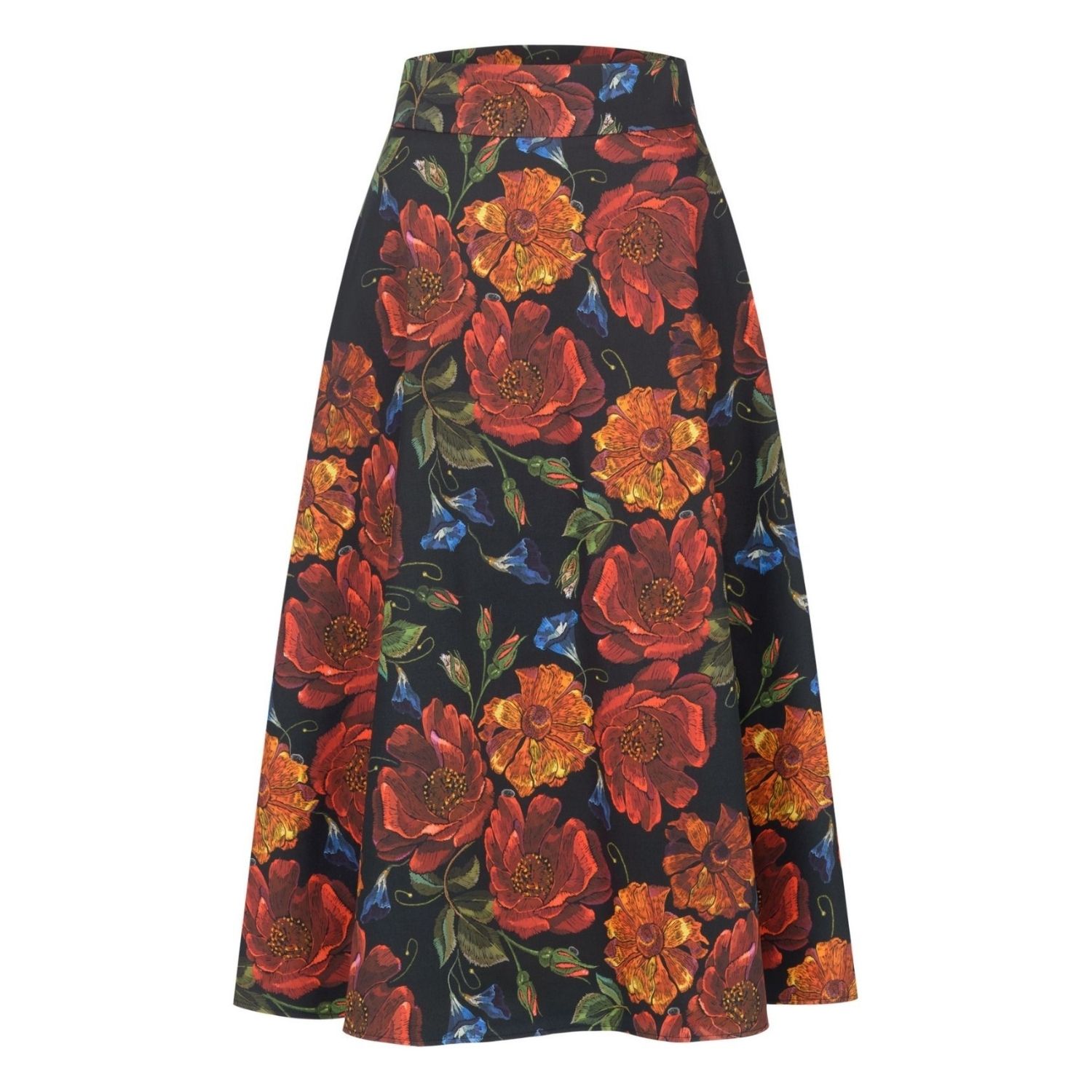 Marianna Déri Women's Orange / Red Marigold Midi Skirt In Multi