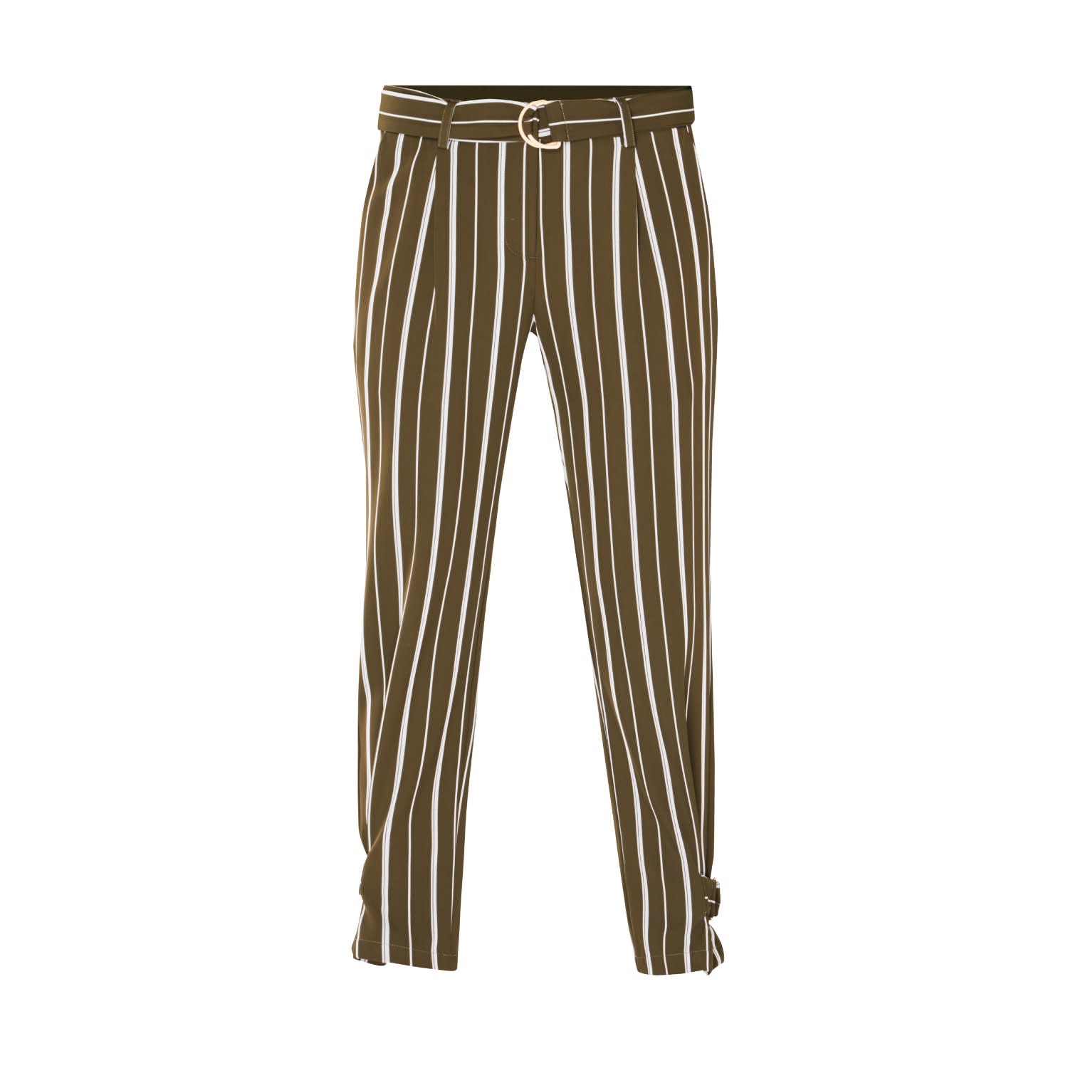 self belt striped pants