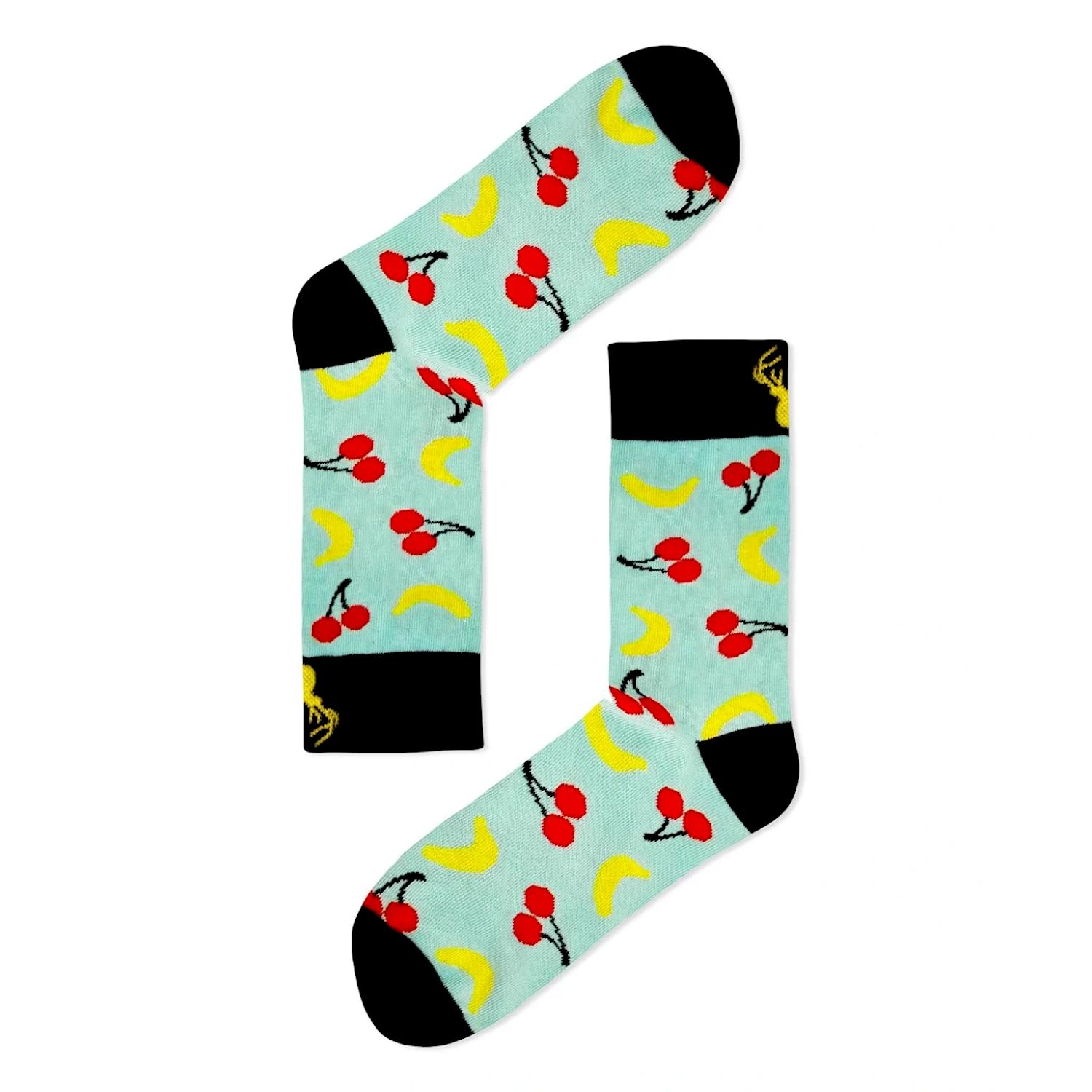 Aloha From Deer Women's Black / Red Cherry Banana Cotton Sock In Multi