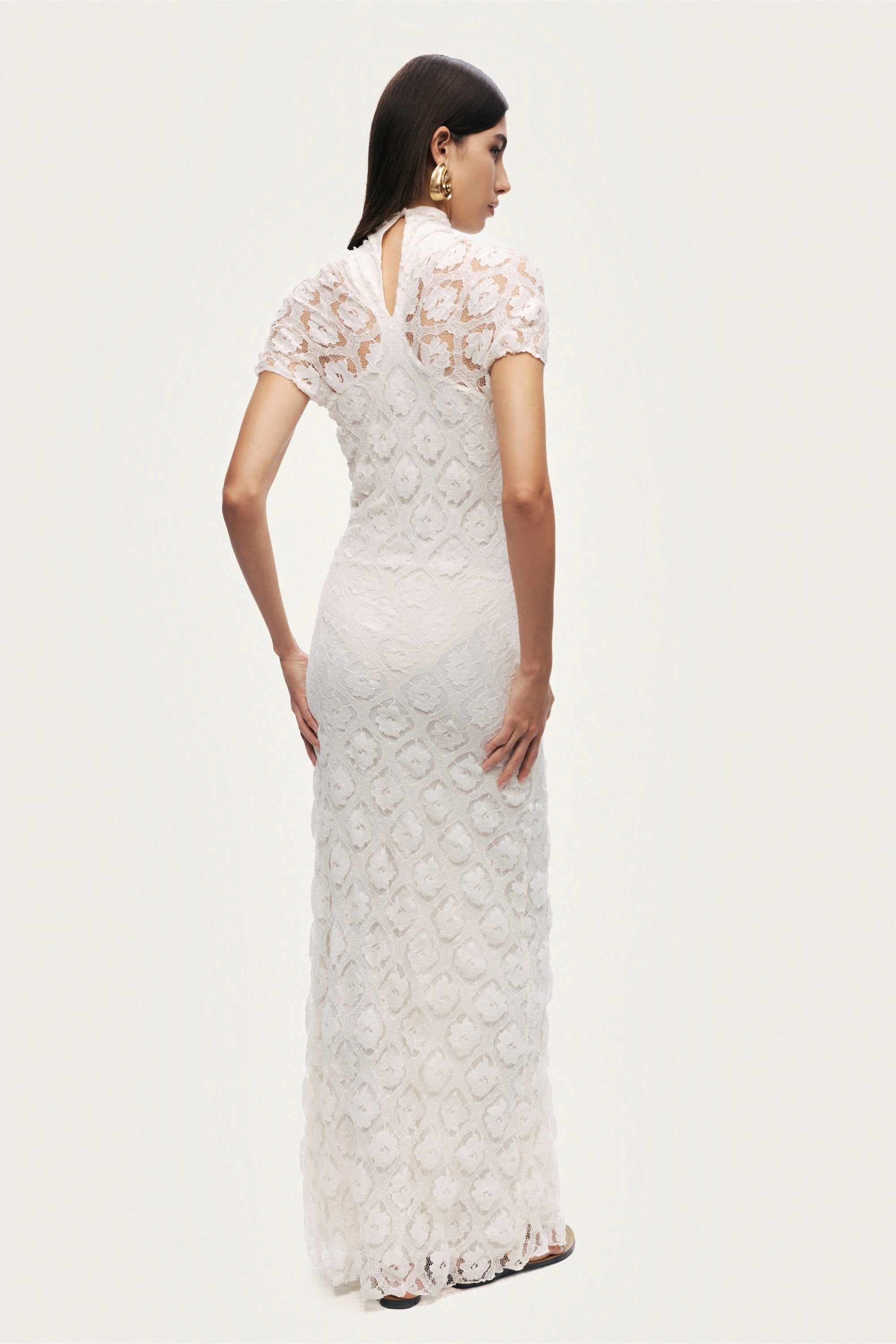 High-Neck Lace Maxi Dress | NOCTURNE | Wolf & Badger