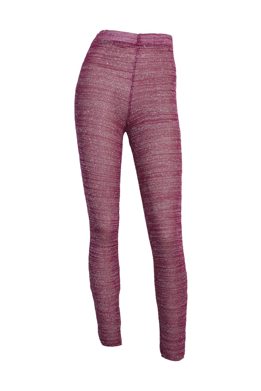 Women’s Deux Côtés Net Leggings - Fuchsia, Silver Small Maria Aristidou