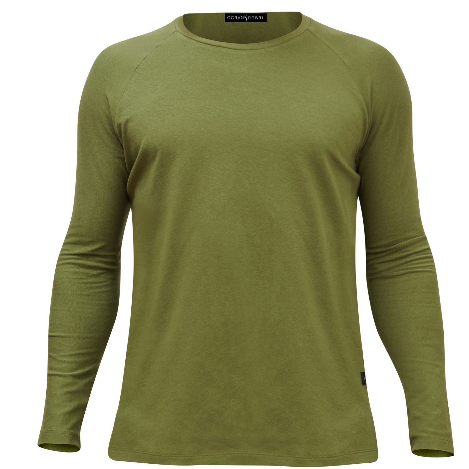 Men’s Long Sleeve Side-Slit Comfort T-Shirt - Military Green Extra Large Ocean Rebel