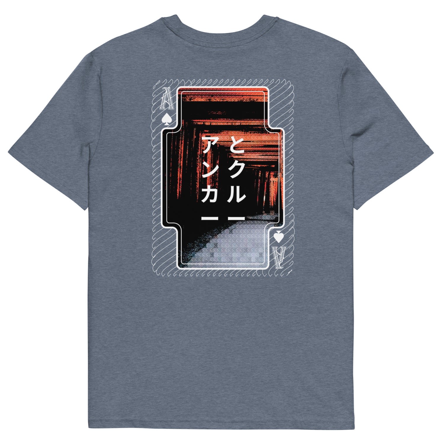 Anchor & Crew Dark Heather Blue Four Japan Gurafiku Organic Cotton T-shirt - Men In Blue