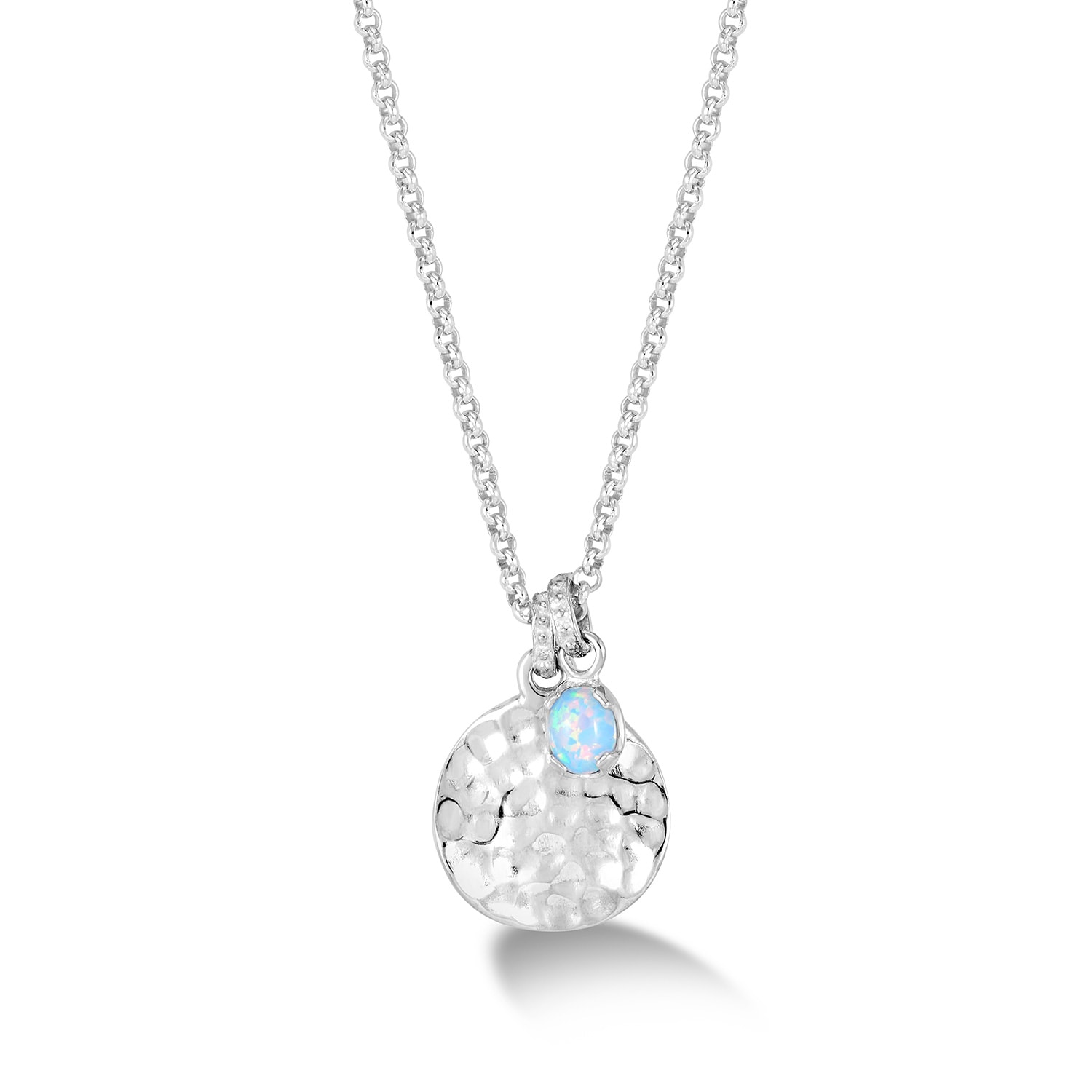 Dower & Hall Women's Hammered Disc & Opal Array Pendant In Sterling Silver In Silver