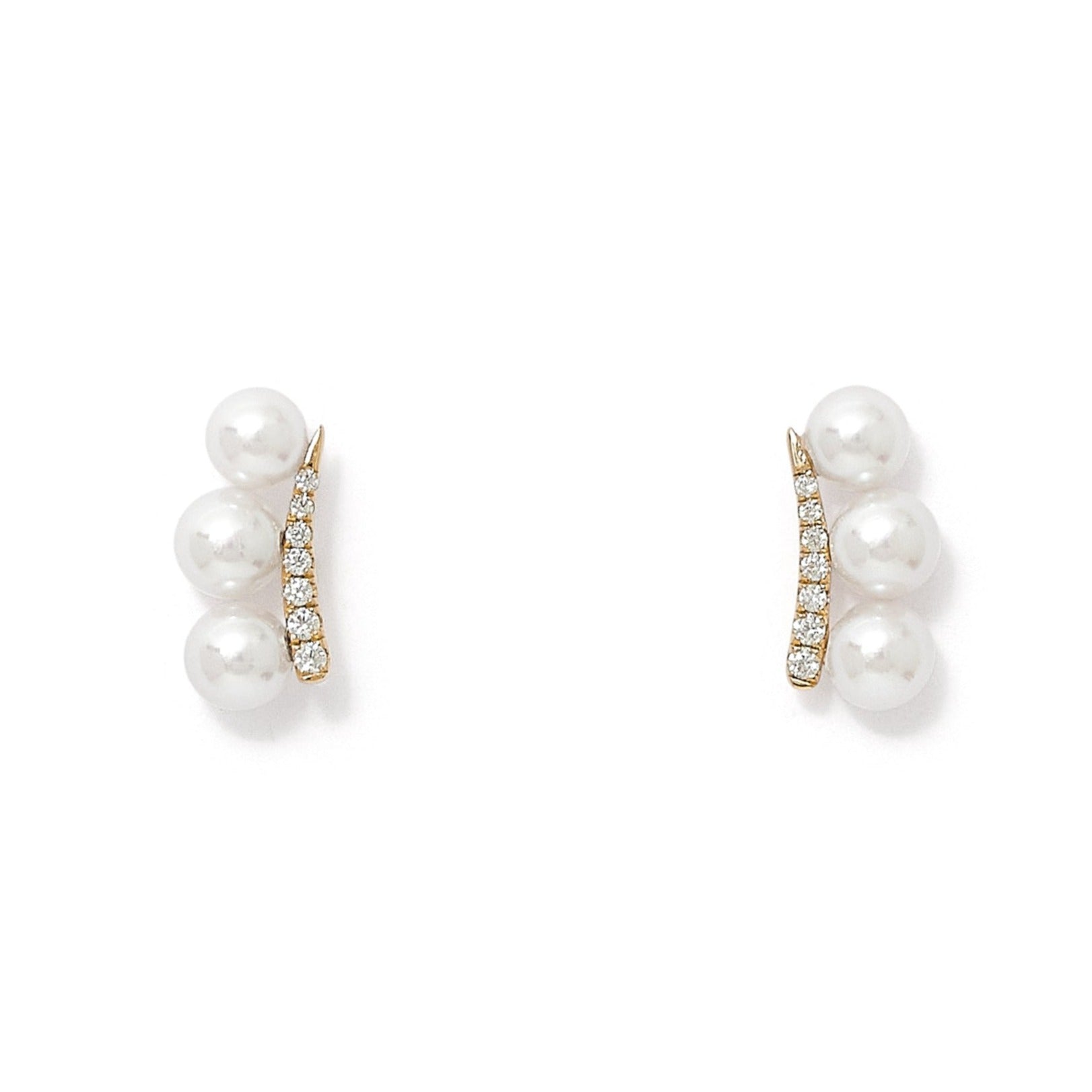 Women’s White Stella Cultured Akoya Pearl Stud Earrings With Sparkle Curve Pearls of the Orient Online