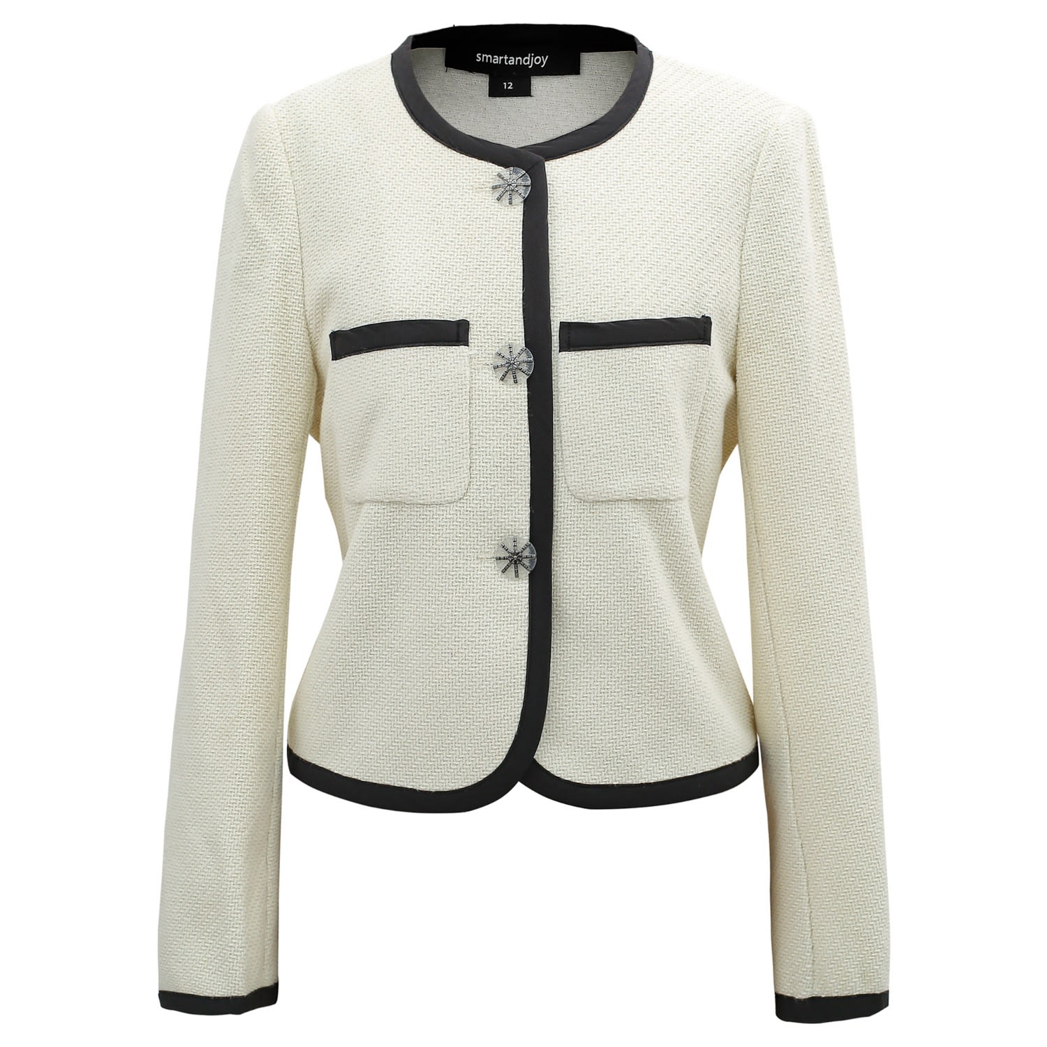 Smart And Joy Women's Pink / Purple / White Crop Contrasting Bias Jacket In Pink/purple/white