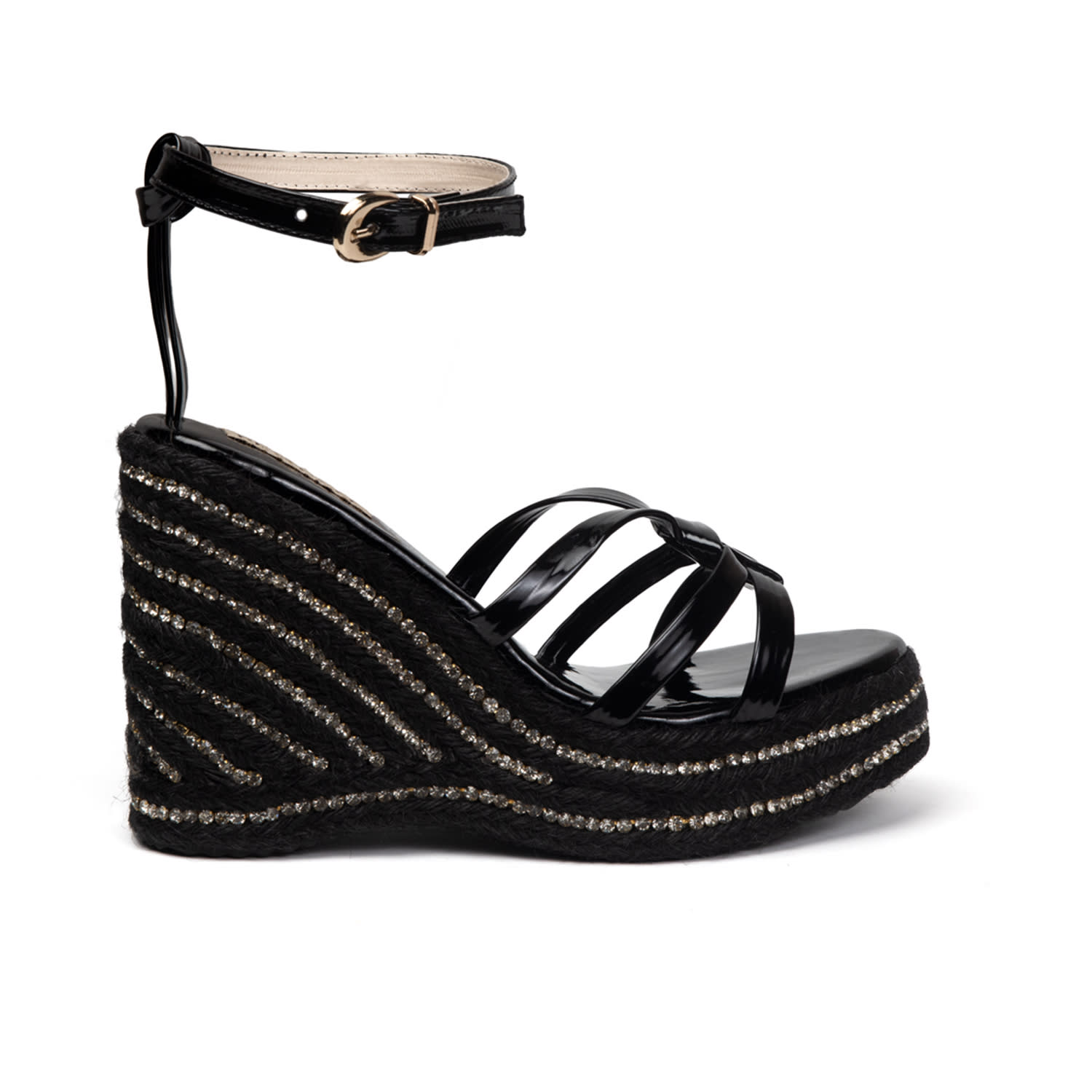 Rettrose Women's Alani Black Hand Embellished Luxury Wedge Shoe In Black