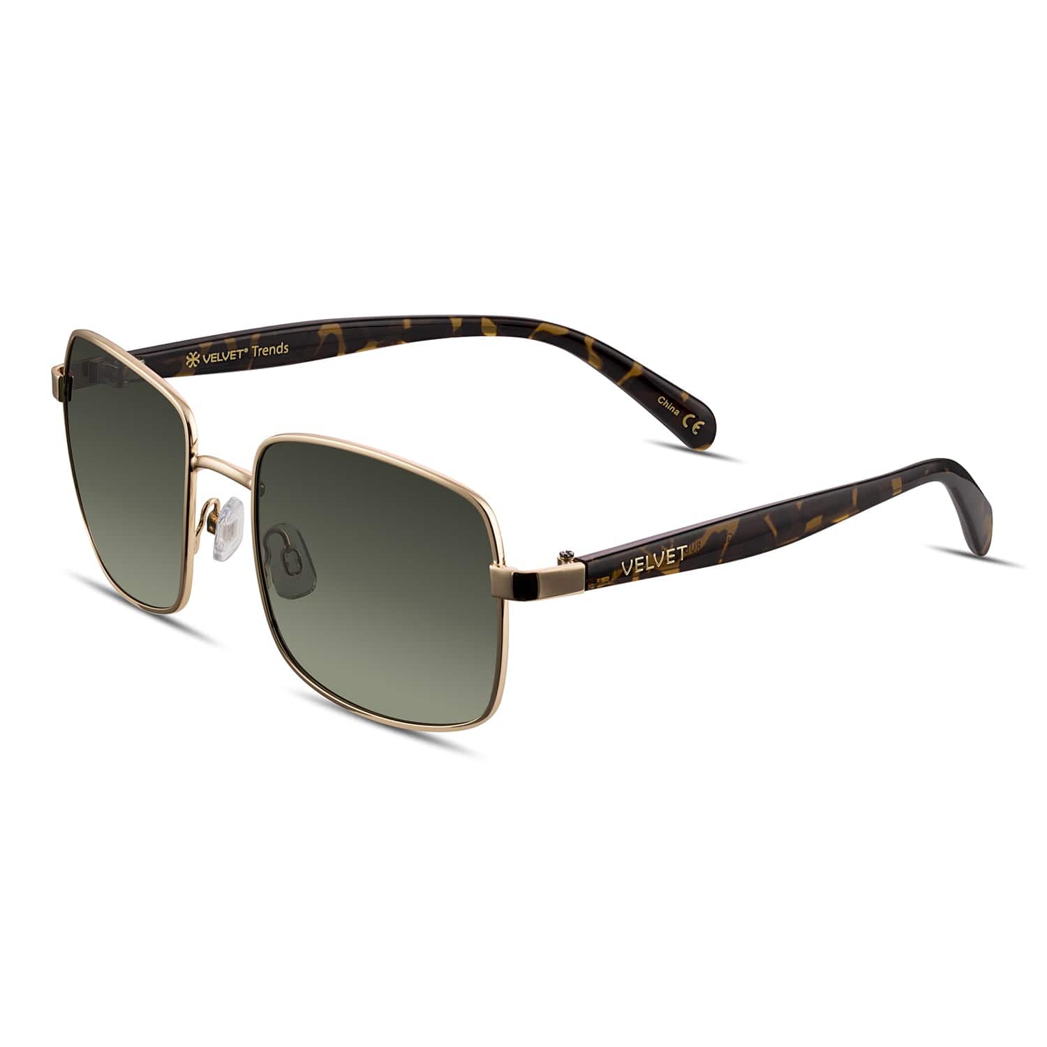 Velvet Eyewear Navigator Sunglass Style Ruby- Gold Polarized