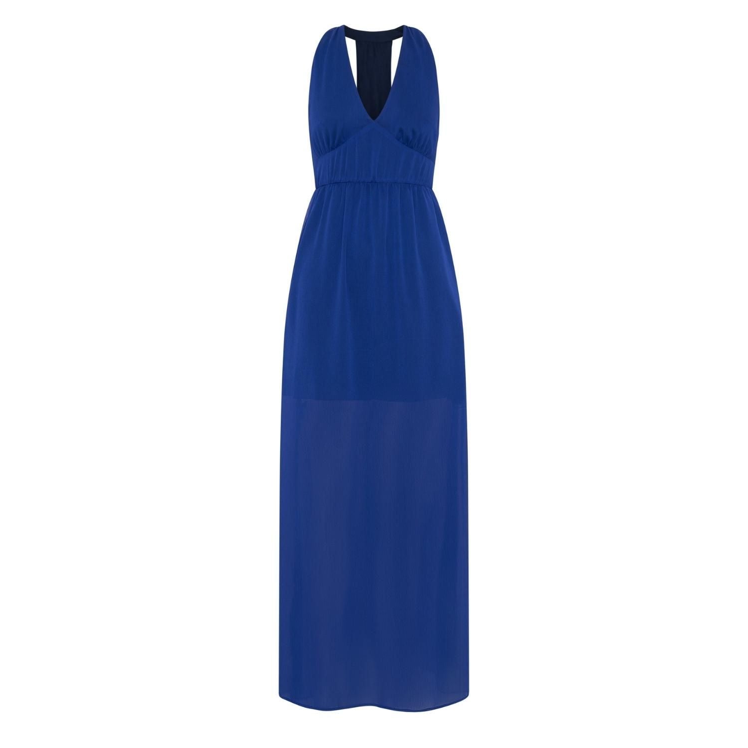 Deer You Odette Halter Full Length Gown In Cobalt Blue