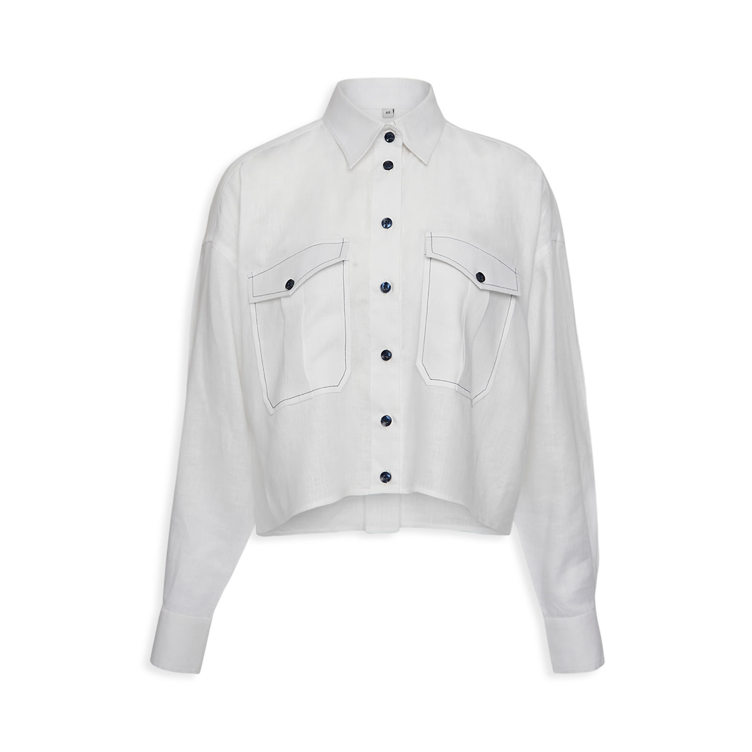 Women’s White Linen Cropped Oversized Shirt Extra Small Mazarine Ladies’ Garments Trading Co. L. l.c.