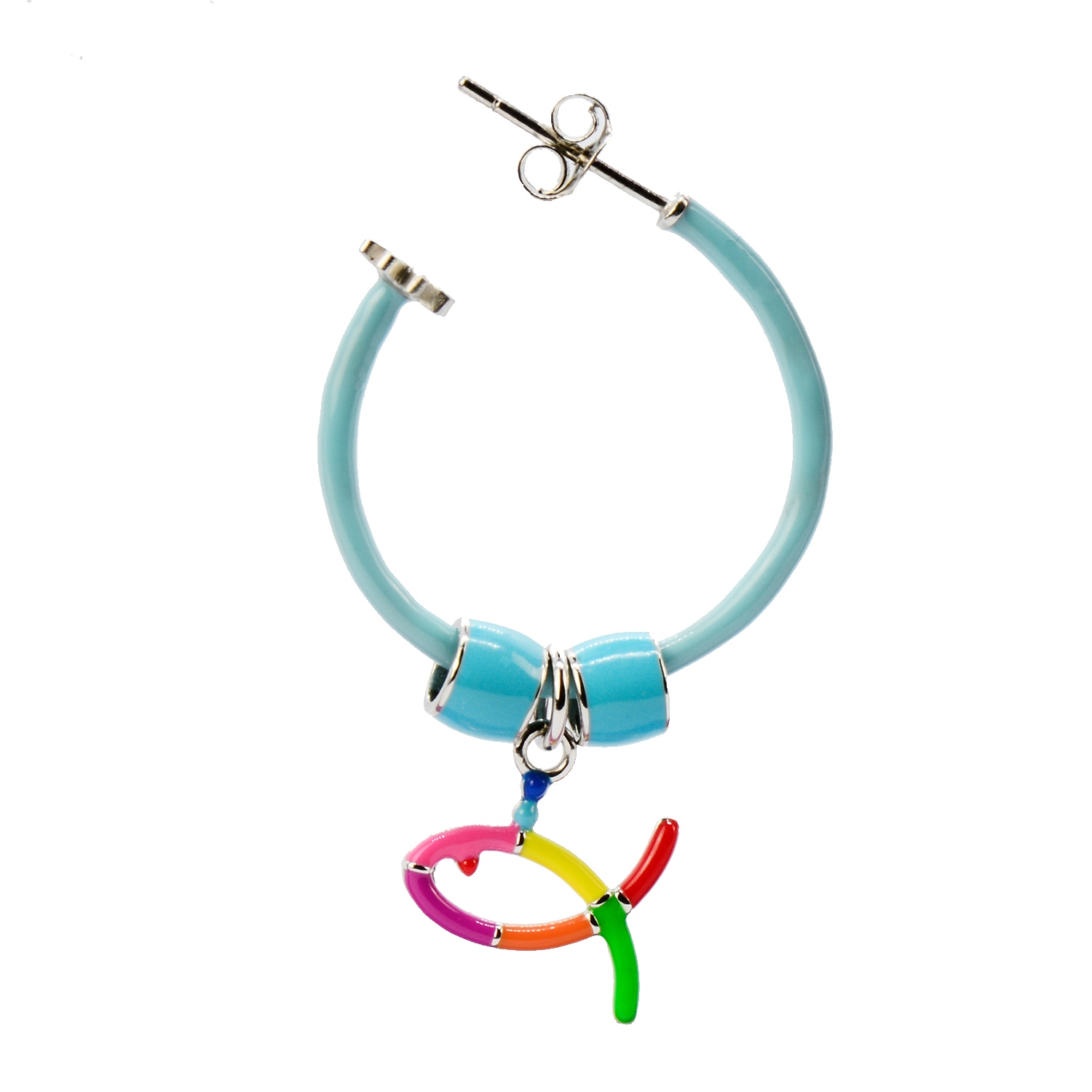 Pinnole Women's Blue Fish In Love Earring Mix