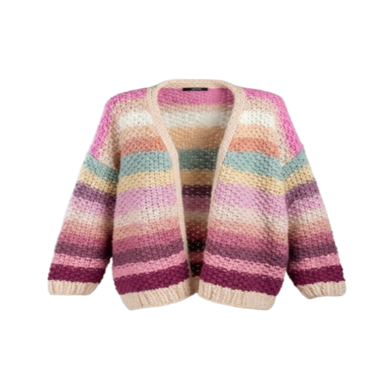 Saachi Women's Rainbow Knitted Pink Cardigan In Multi