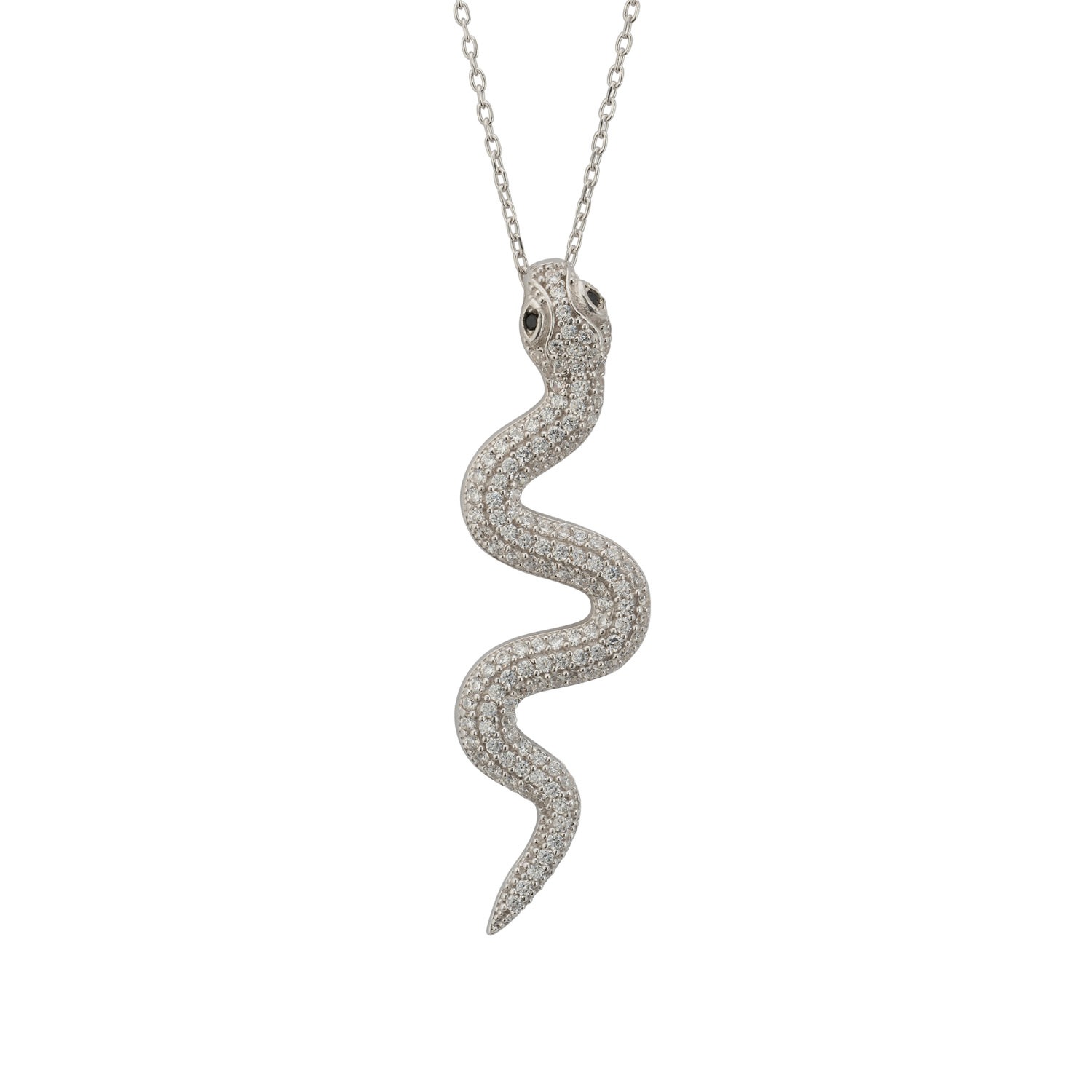 Women’s Silver / White Medusa Snake Pendant Necklace Silver White Cz Latelita