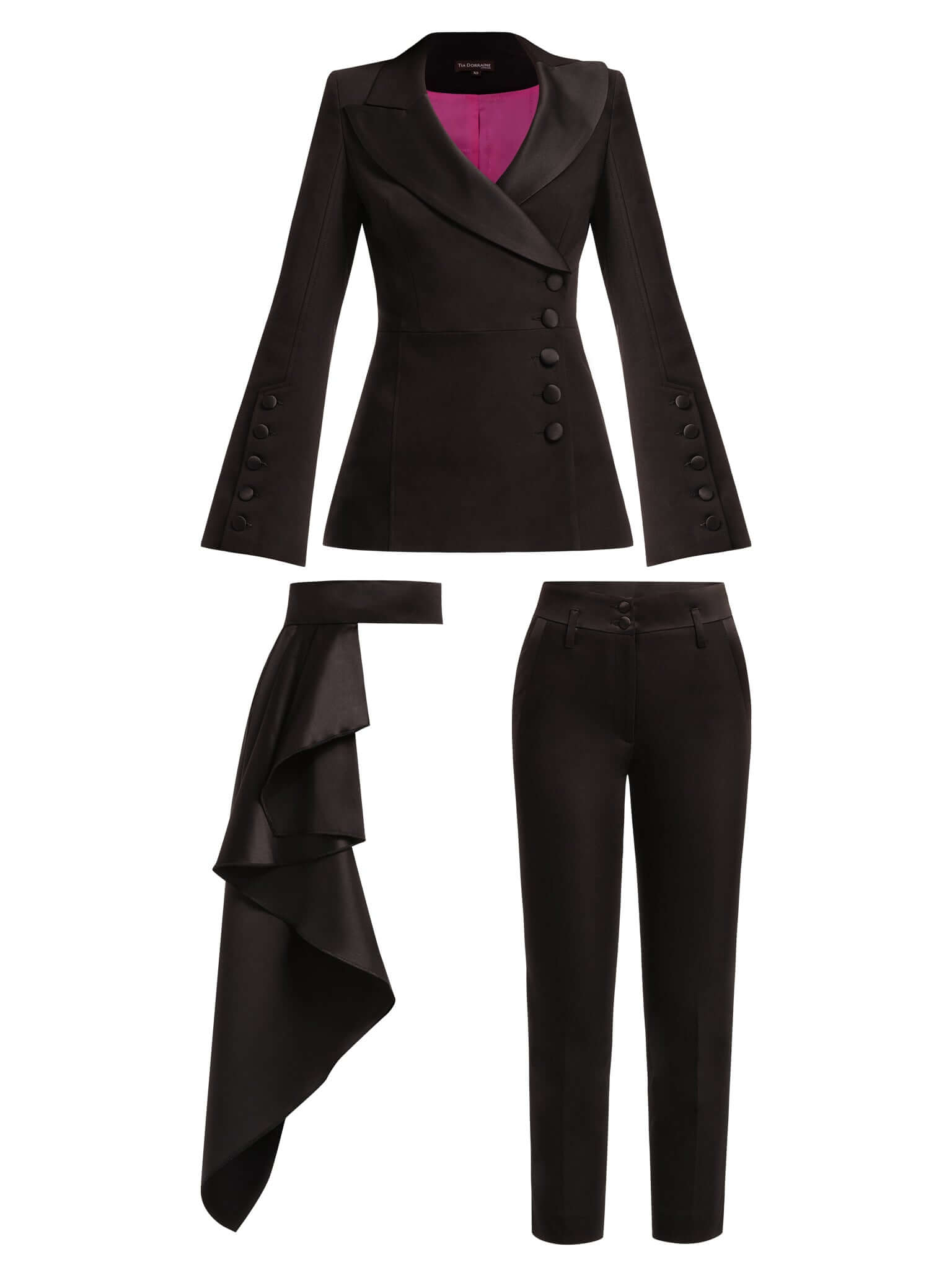 Tia Dorraine Black Chic Impressions Three-piece Power Suit In Black