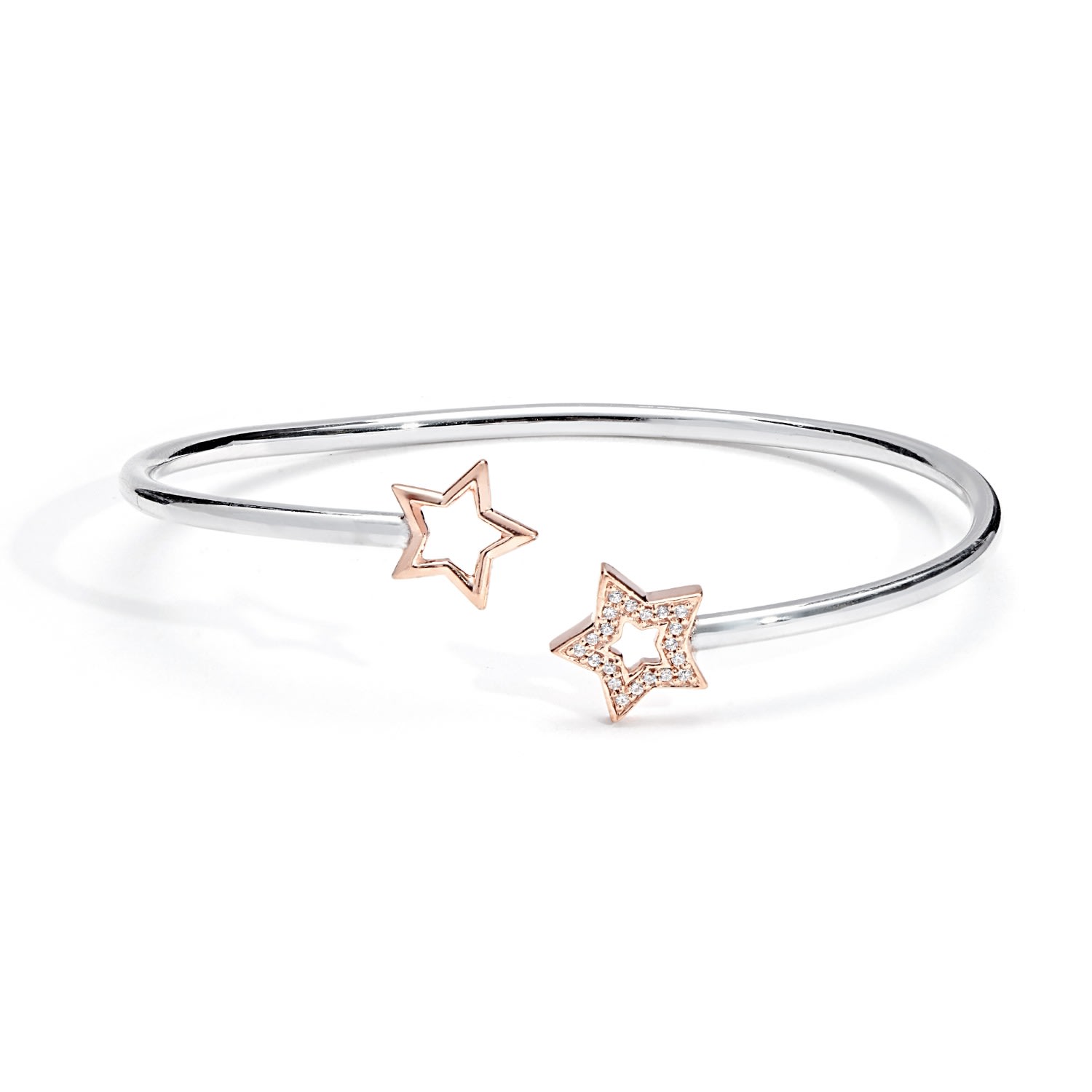 Women&rsquo;s Silver Open Stars Bangle | Kaizarin