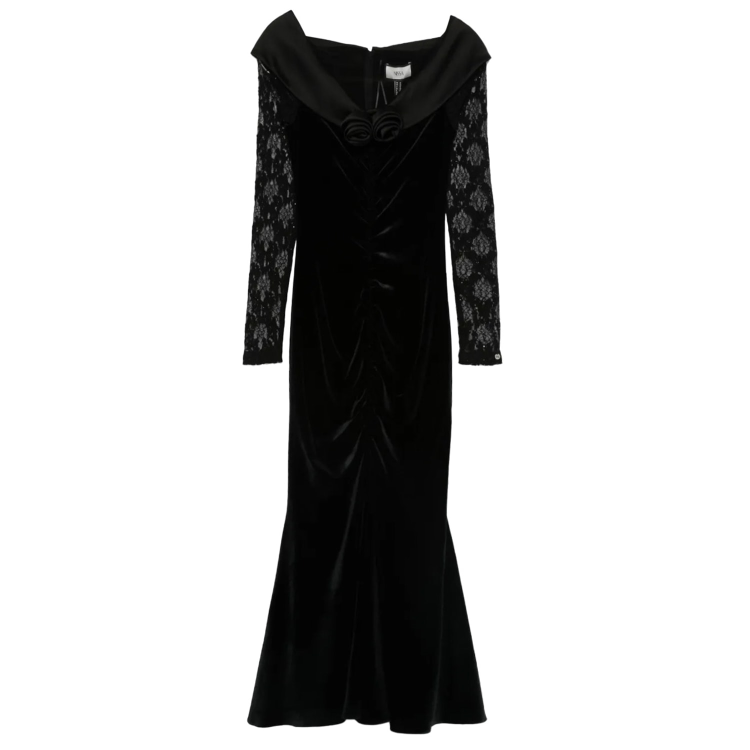 Nissa Velvet Maxi Dress In Black