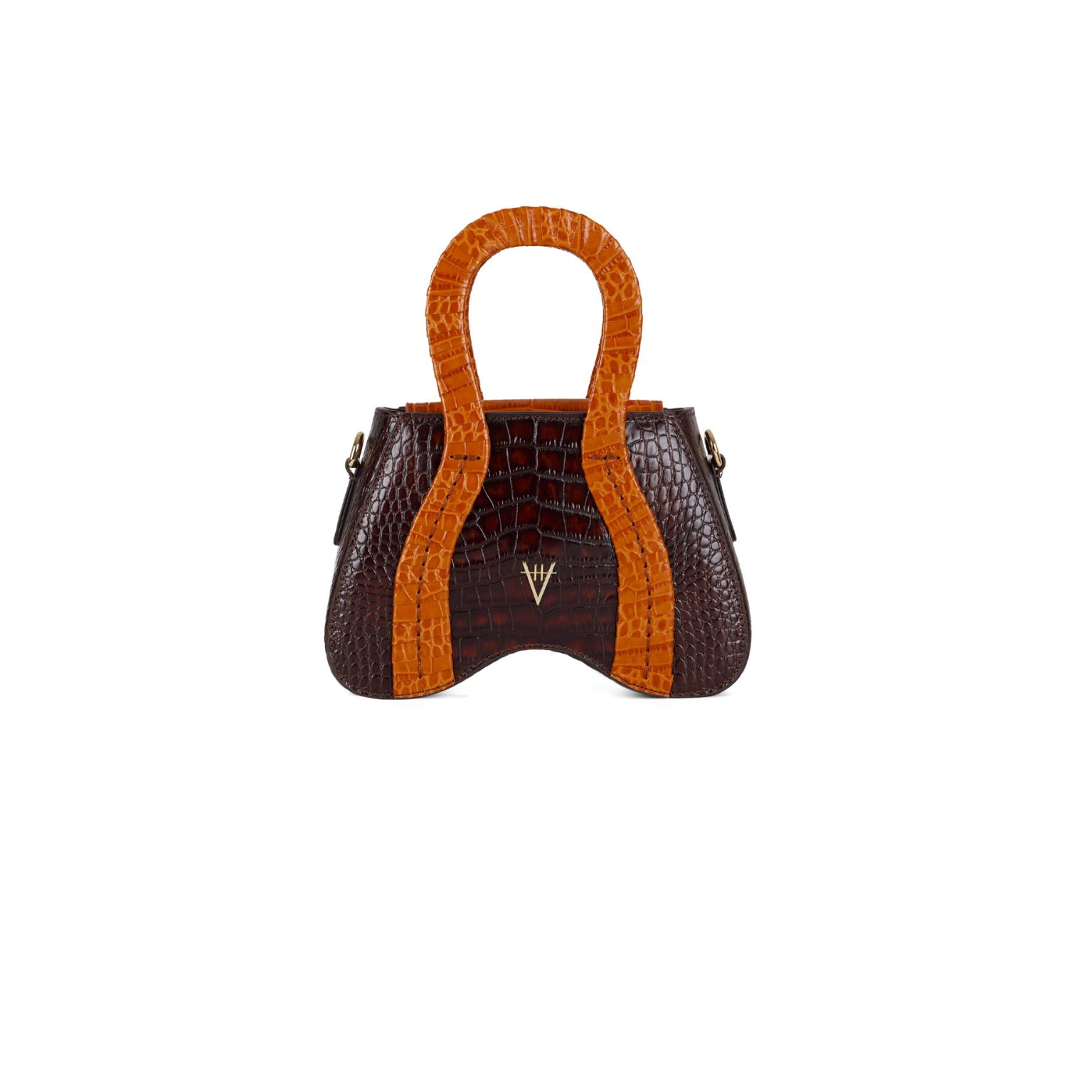 Women’s Brown Pera Croco Effect Burnt Orange Chocolate Hiva Atelier