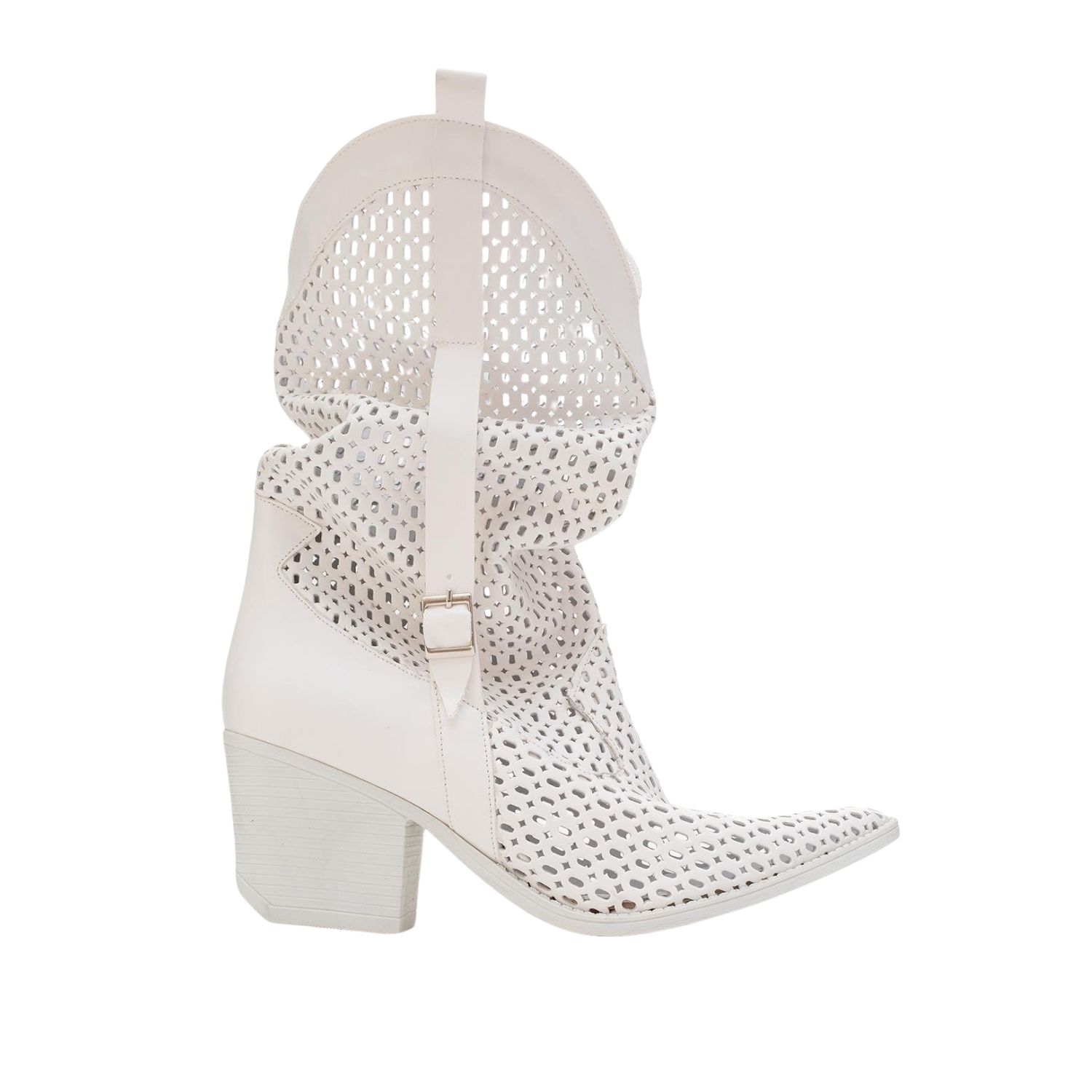 Prologue Shoes Women's Larry White Elasticated Block Heel Boot