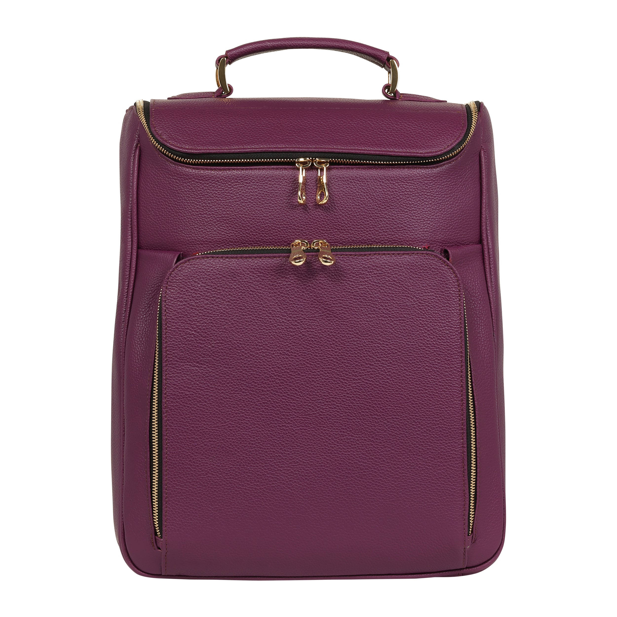 LUIS STEVEN WOMEN'S RED MEDIUM LAPTOP PACK - BURGUNDY PEBBLE LEATHER