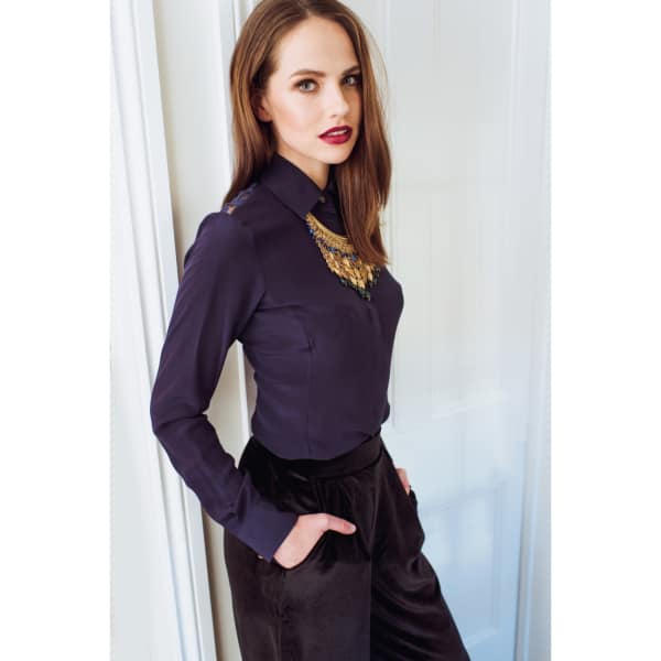 Gucci Midnight Blue Fitted Silk Shirt In Silk