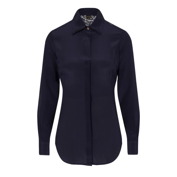 Gucci Midnight Blue Fitted Silk Shirt In Silk