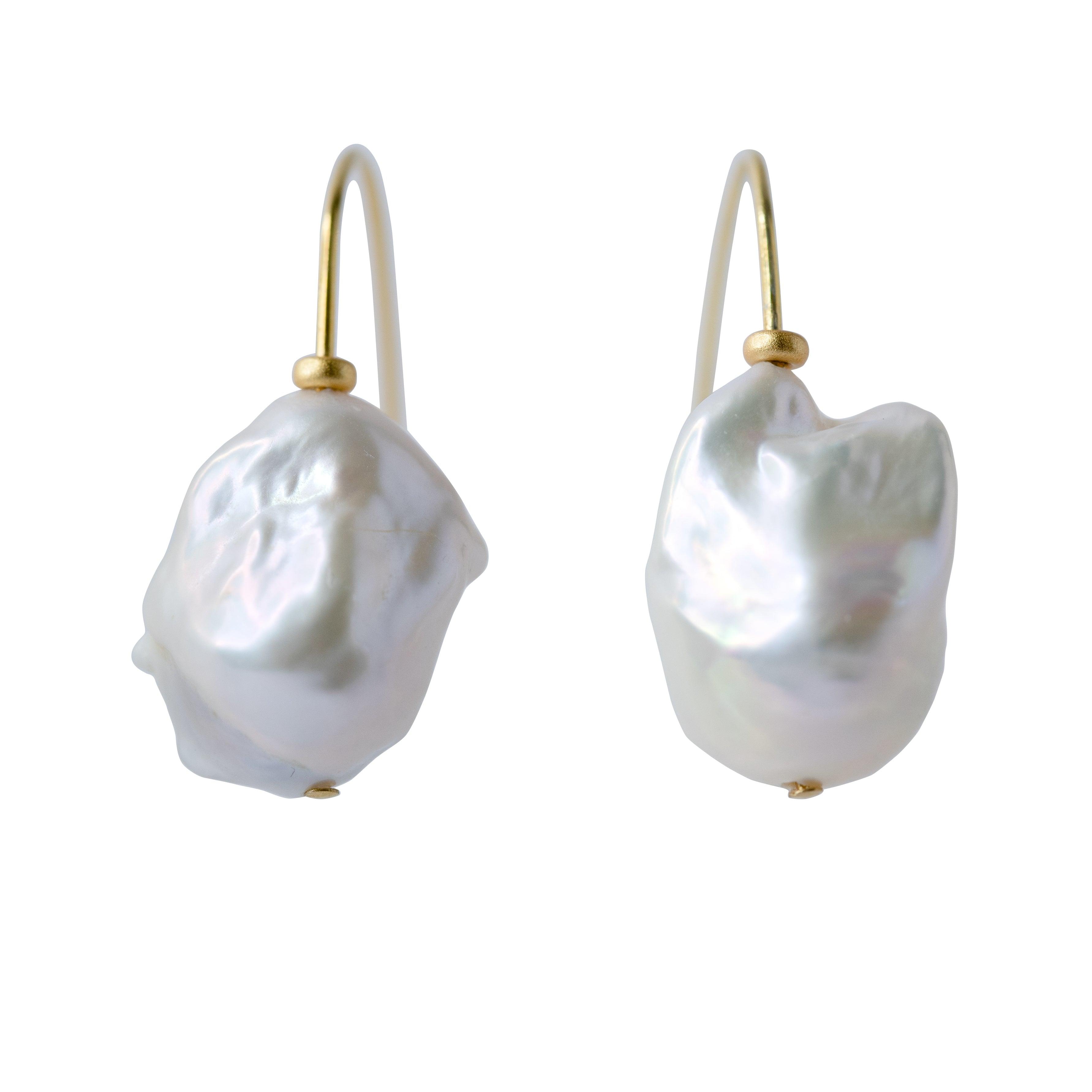 Bombyx House Women's Gold / White Baroque Pearl Earring Gold Hooks In Blue