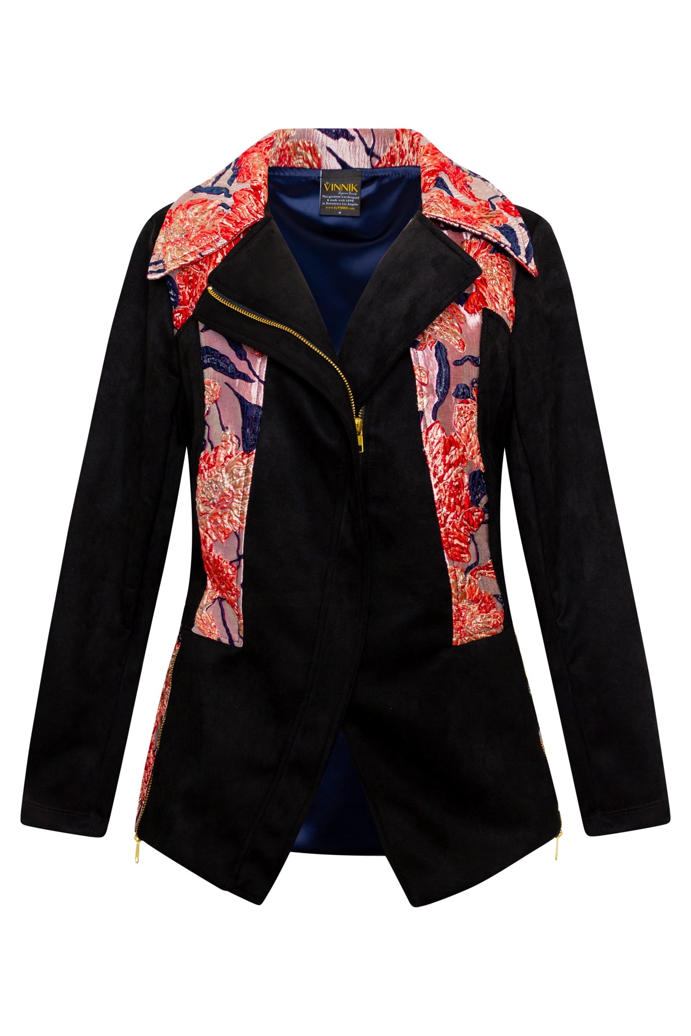 Byvinnik Women's Black / Blue / Pink Moto Jacket In What The Flower - Pink