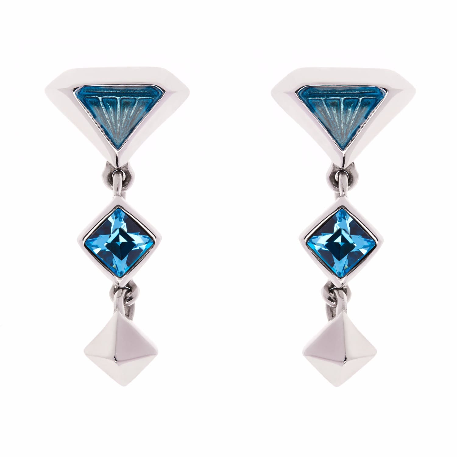 Tamara Enamel Drop Earrings Aquamarine By Simon Harrison - 