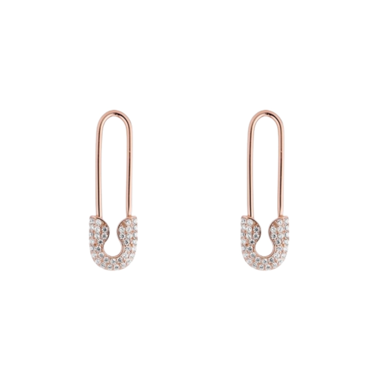 Women’s Pave Safety Pin Earring Jewelled Sterling Silver - Rose Gold Spero London