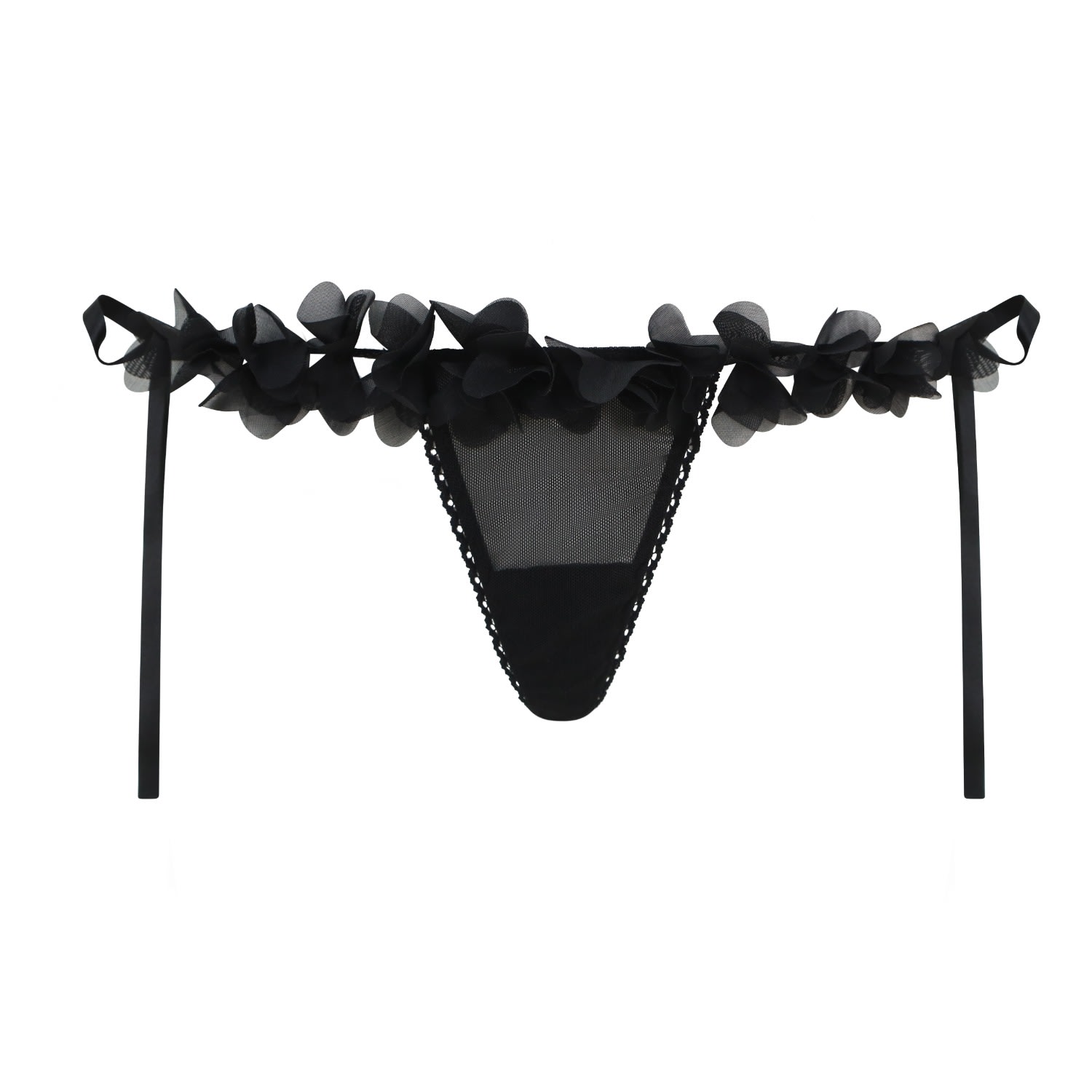 Women’s Fifi Black Petal Thong Extra Small Belle-Et-Bonbon