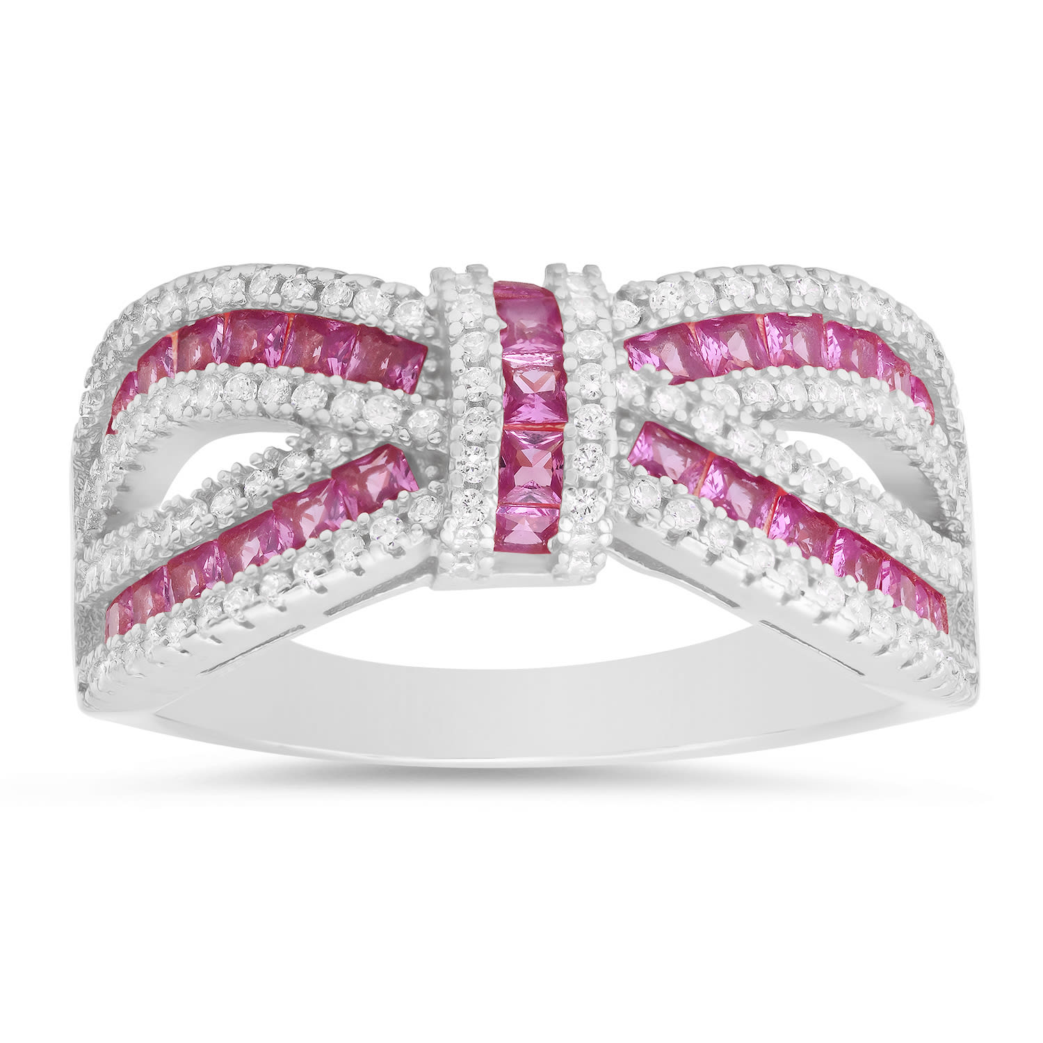 Kylie Harper Women's Sterling Silver Pink Sapphire Love Knot Ring
