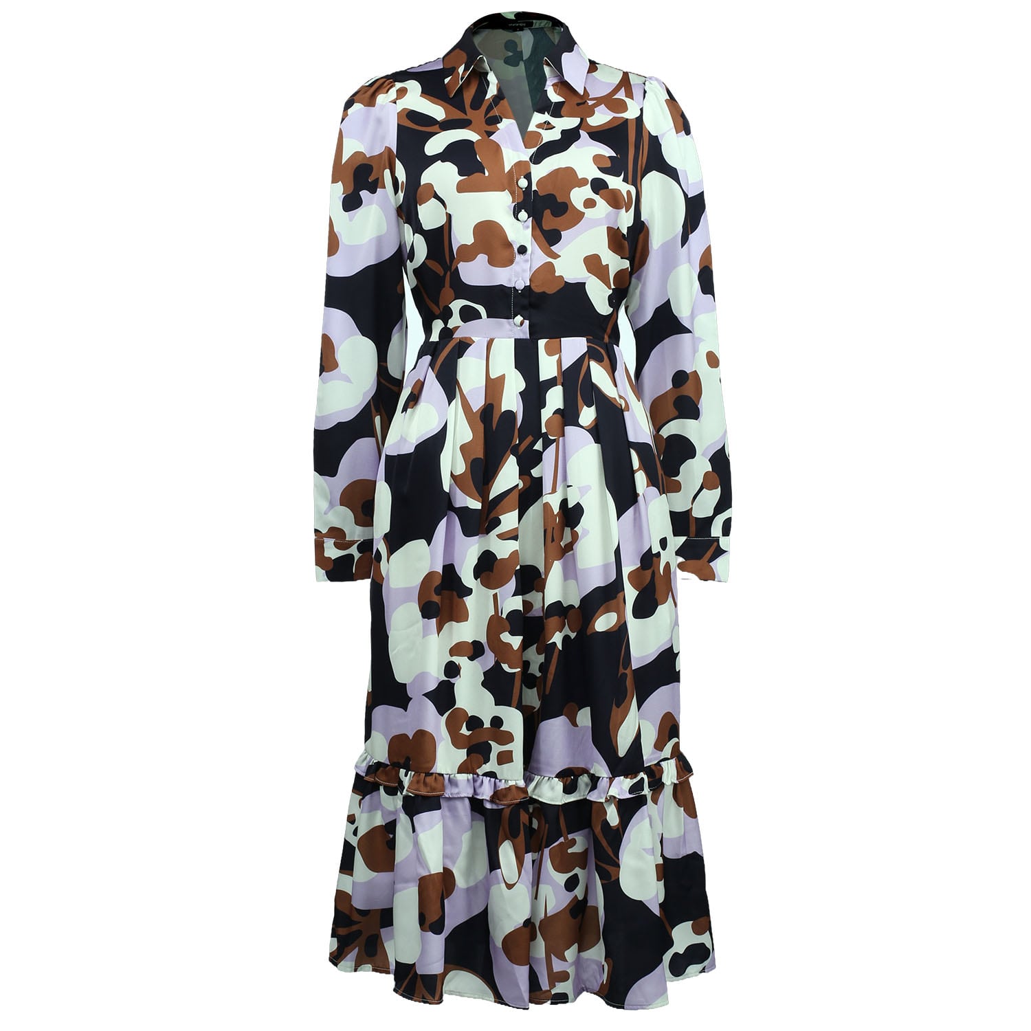 Smart And Joy Women's Blue Macro Abstract Print V Neck Dress - Navy In Multi