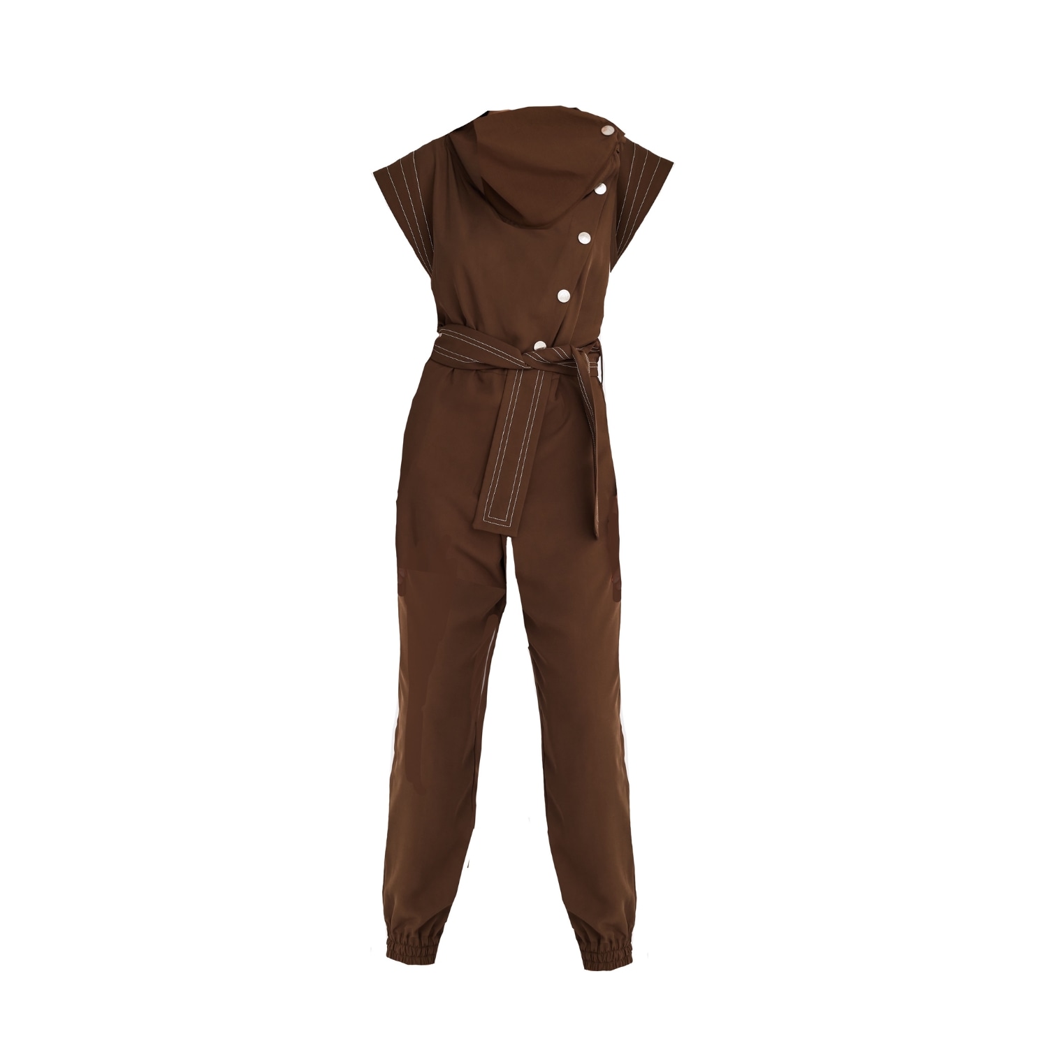 Mirimalist Women's Brown / Green Sepiamood Tencel Jumpsuit In Brown/green