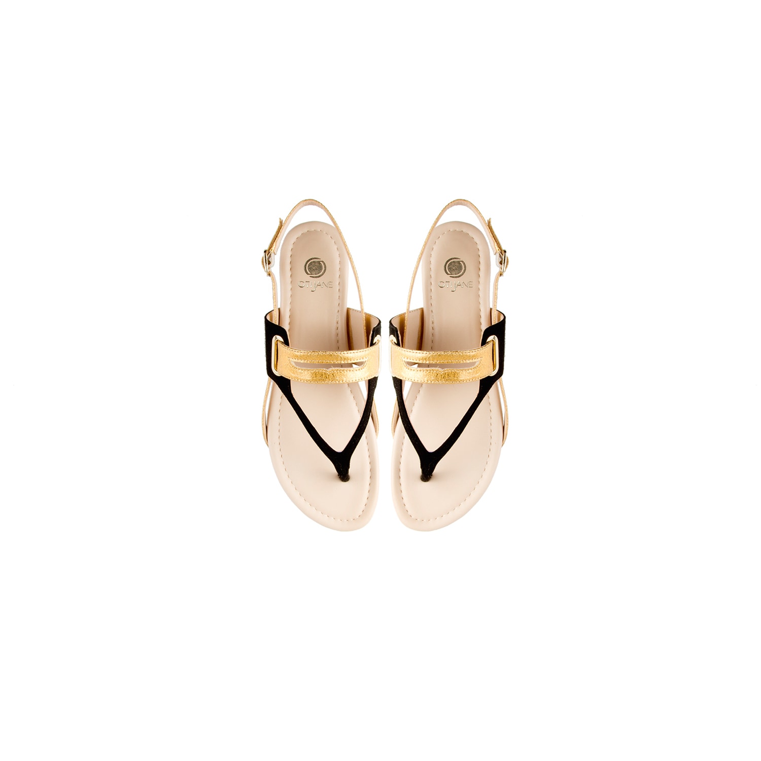 Women’s Flat Sandal Gracia Black & Gold 5 Uk Otijane