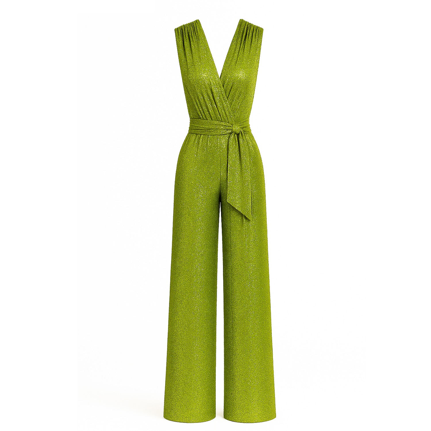 Richa Sharma Women's Green / Silver Handmade Green Pleated Sequin Jumpsuit - Luxury Eveningwear
