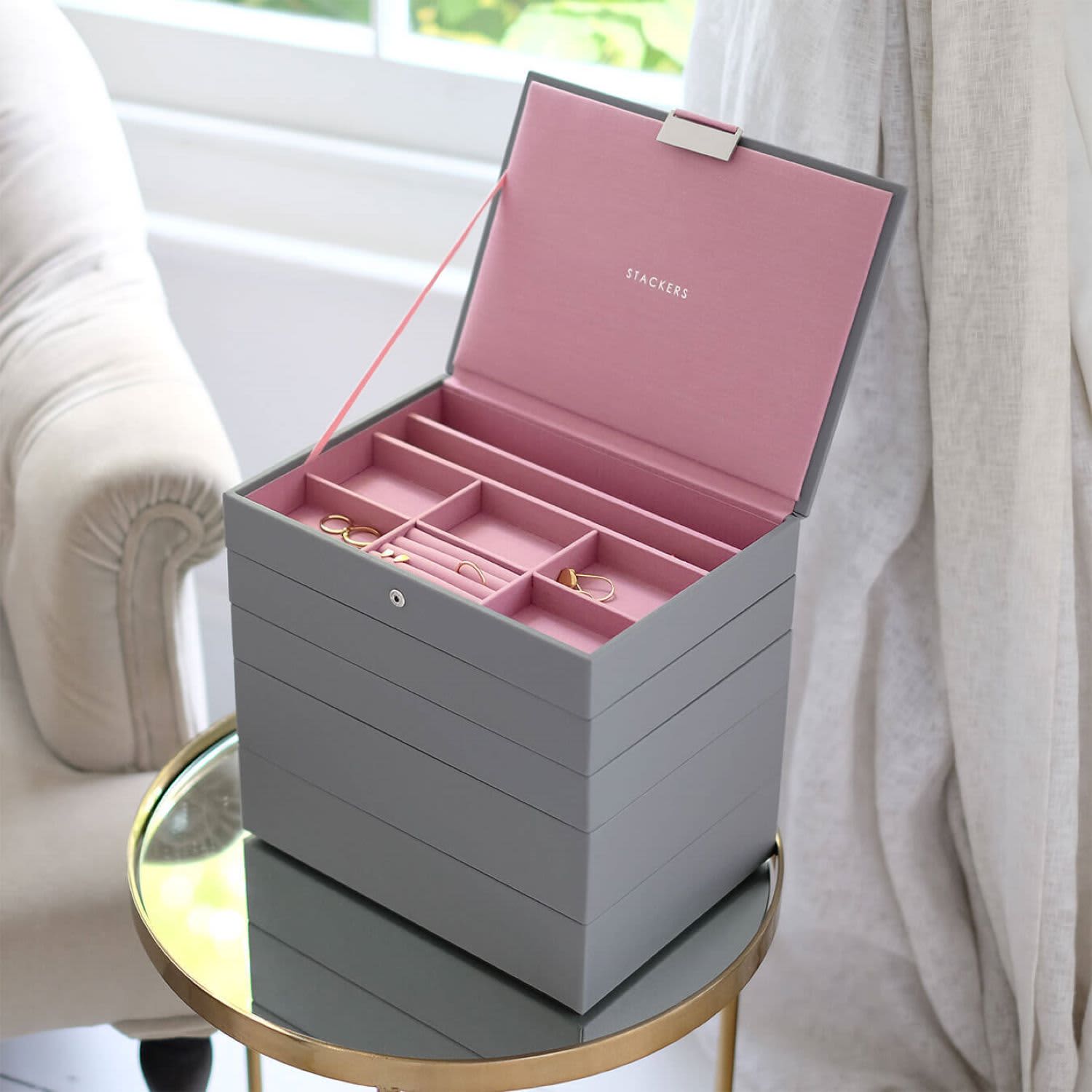 Stackers Dove Grey Rose Jewelry Box Classic Set Of Five | Stackers 