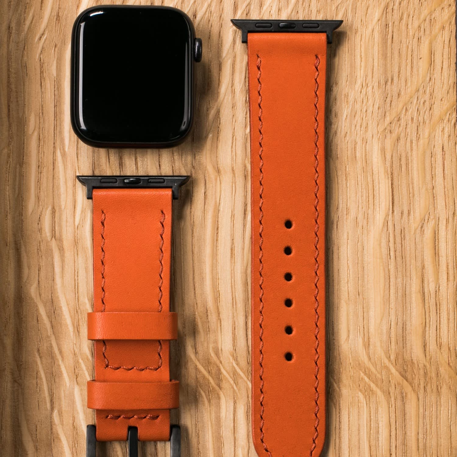 Apple Watch Ultra Custom Made Leather Watch Strap Orange