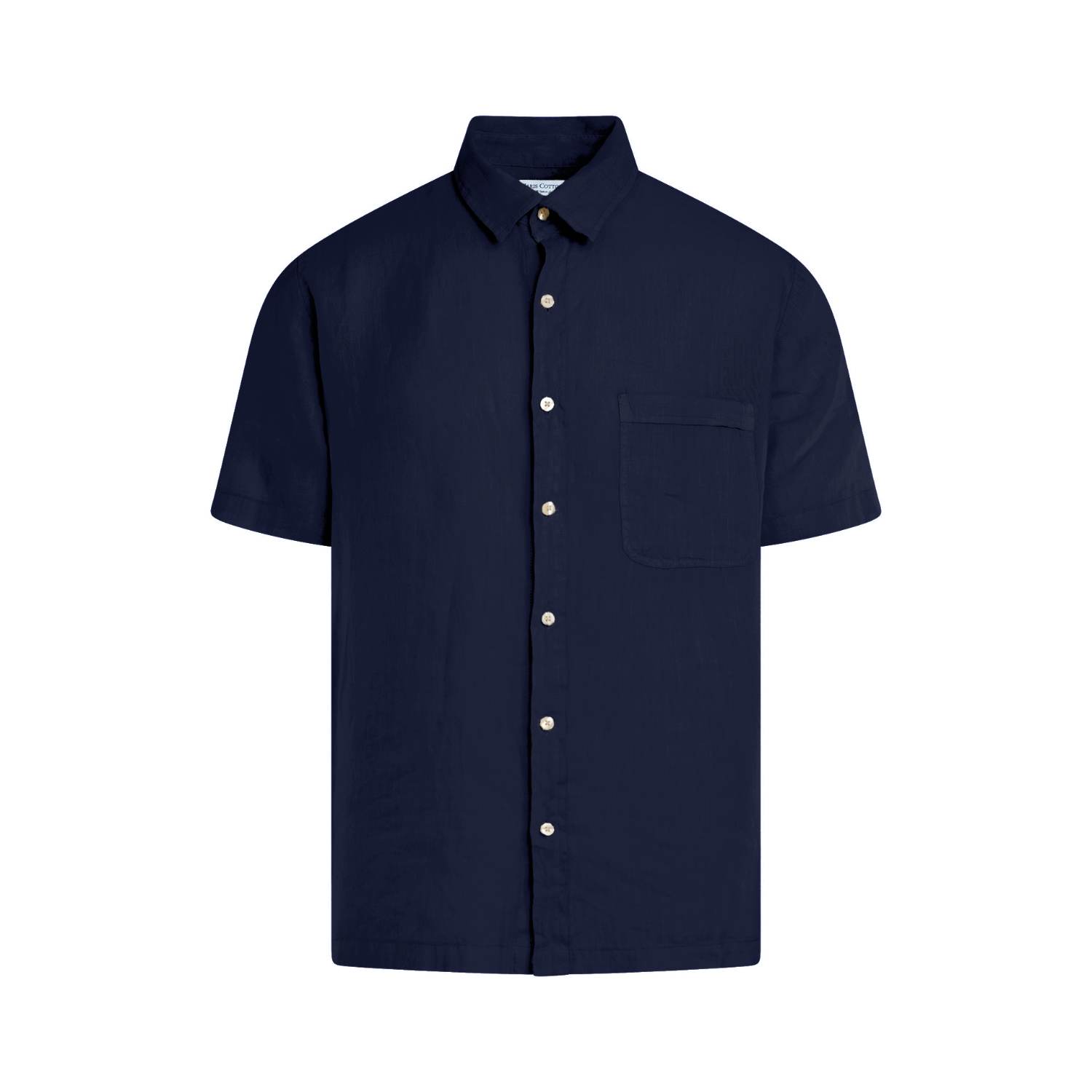 Haris Cotton Men's Short Sleeved Front Pocket Linen Shirt-blue Marine