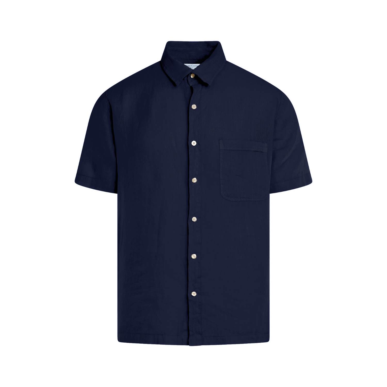 Haris Cotton Men's Short Sleeved Front Pocket Linen Shirt-blue Marine In Blue