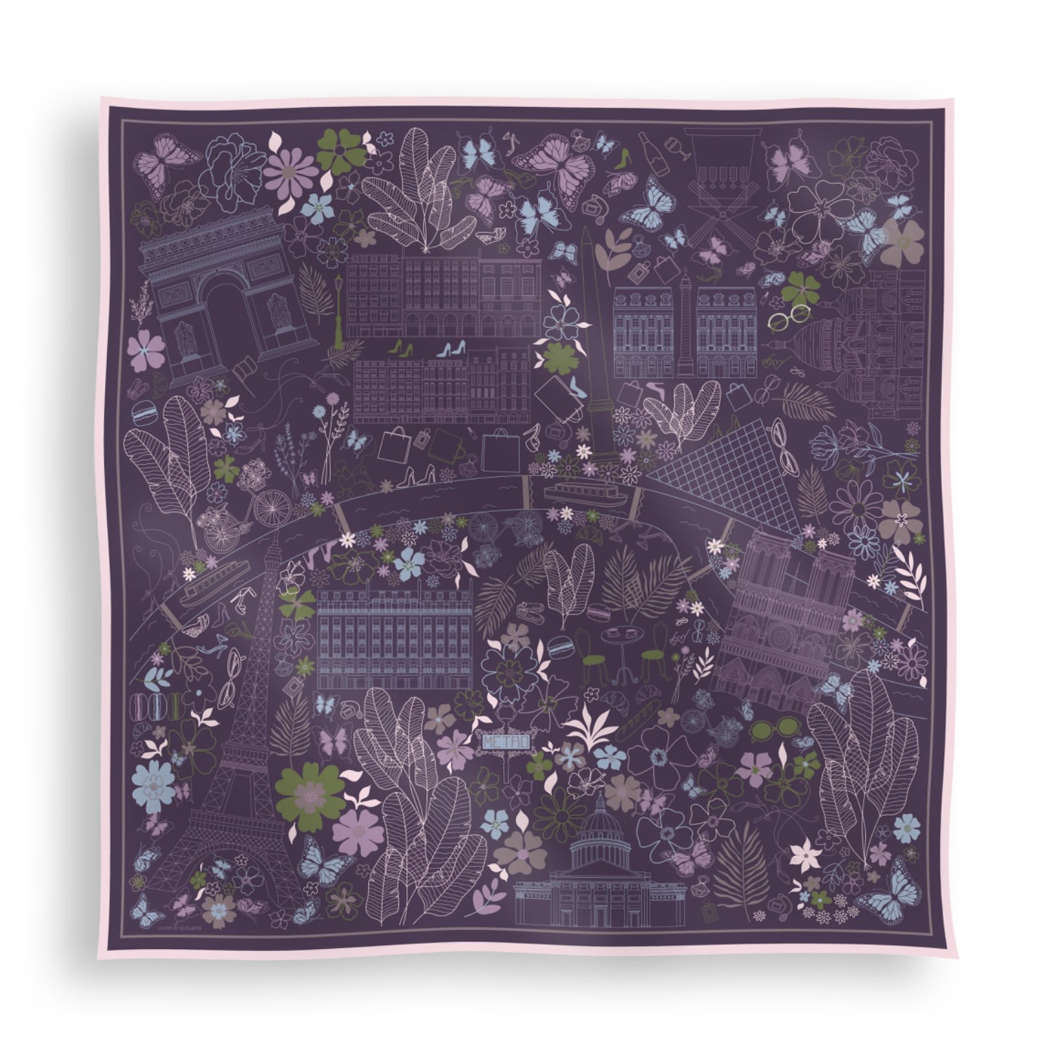 Scapes By Elizabeth Women's Purple / Green Paris Silk Scarf In Violet Bloom In Multi