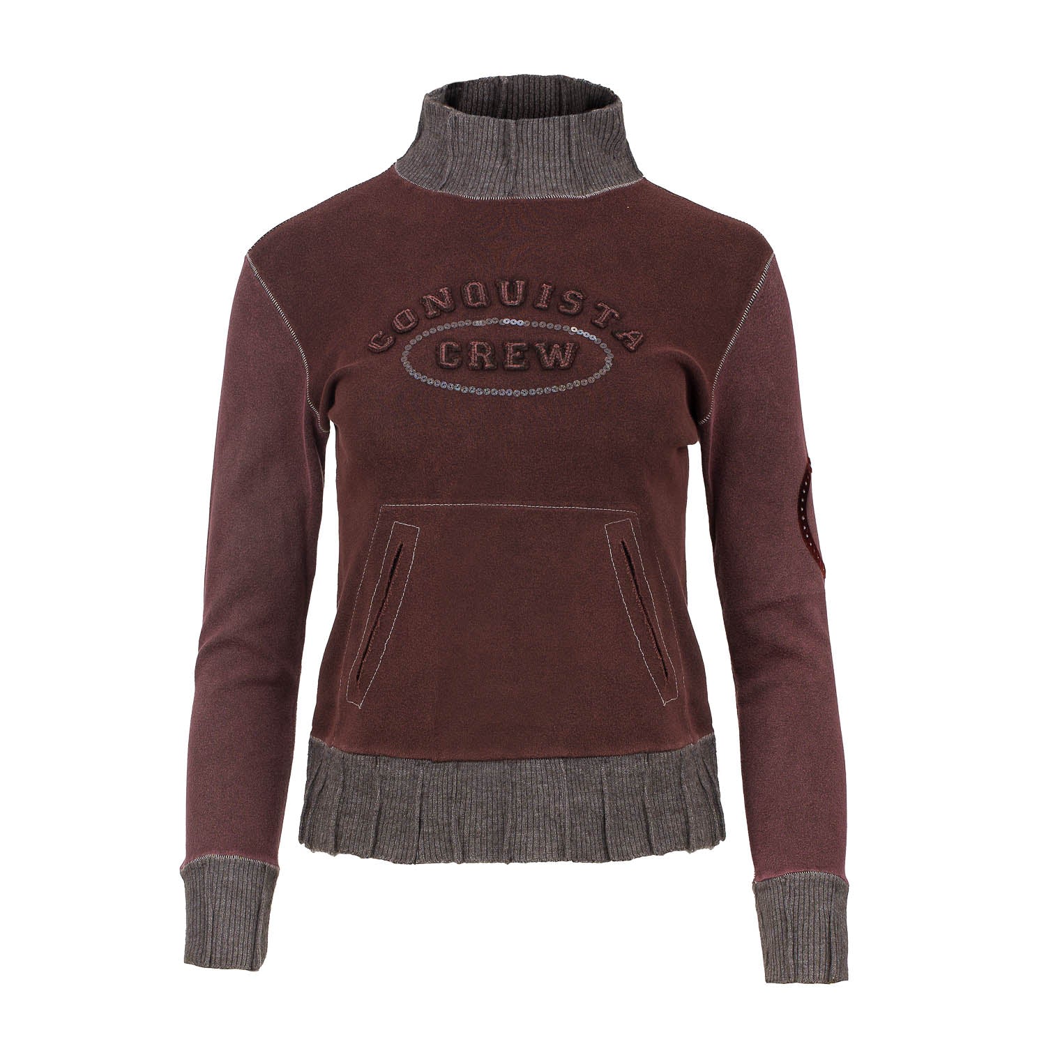 Women’s Brown Long Sleeve Top With Embroidery Detail Small Conquista