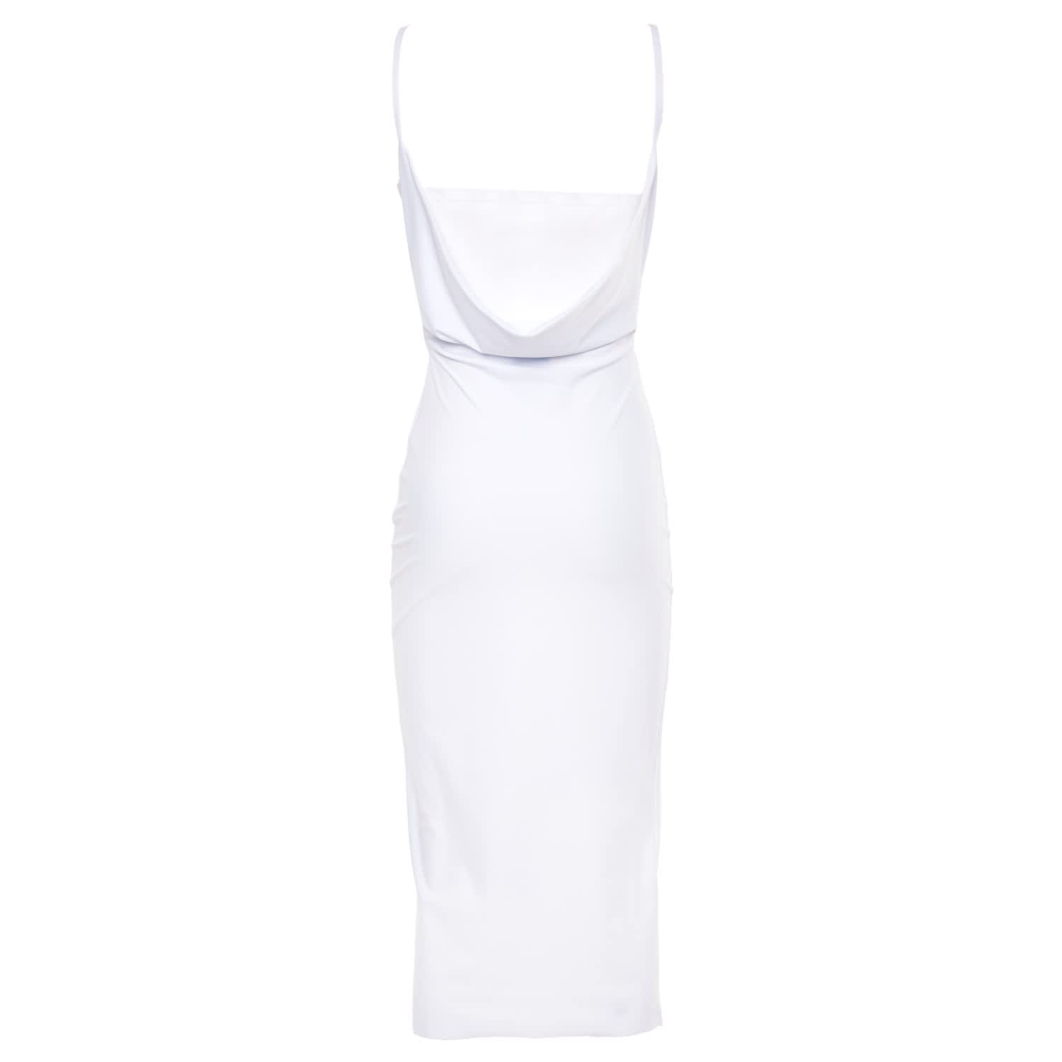 White Printed Sleeveless Evening Sheath Dress - Miss Wet T-Shirt