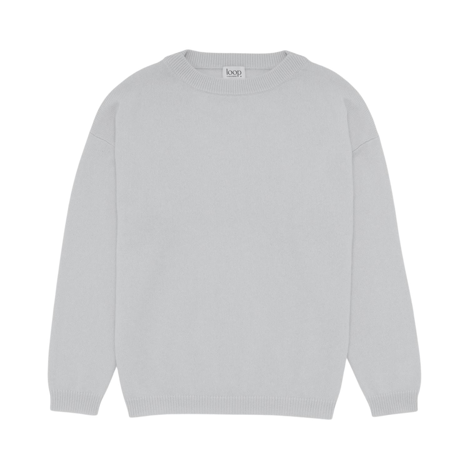 Women’s Lofty Oversized Crew Neck Sweater In Frost Grey Large Loop Cashmere