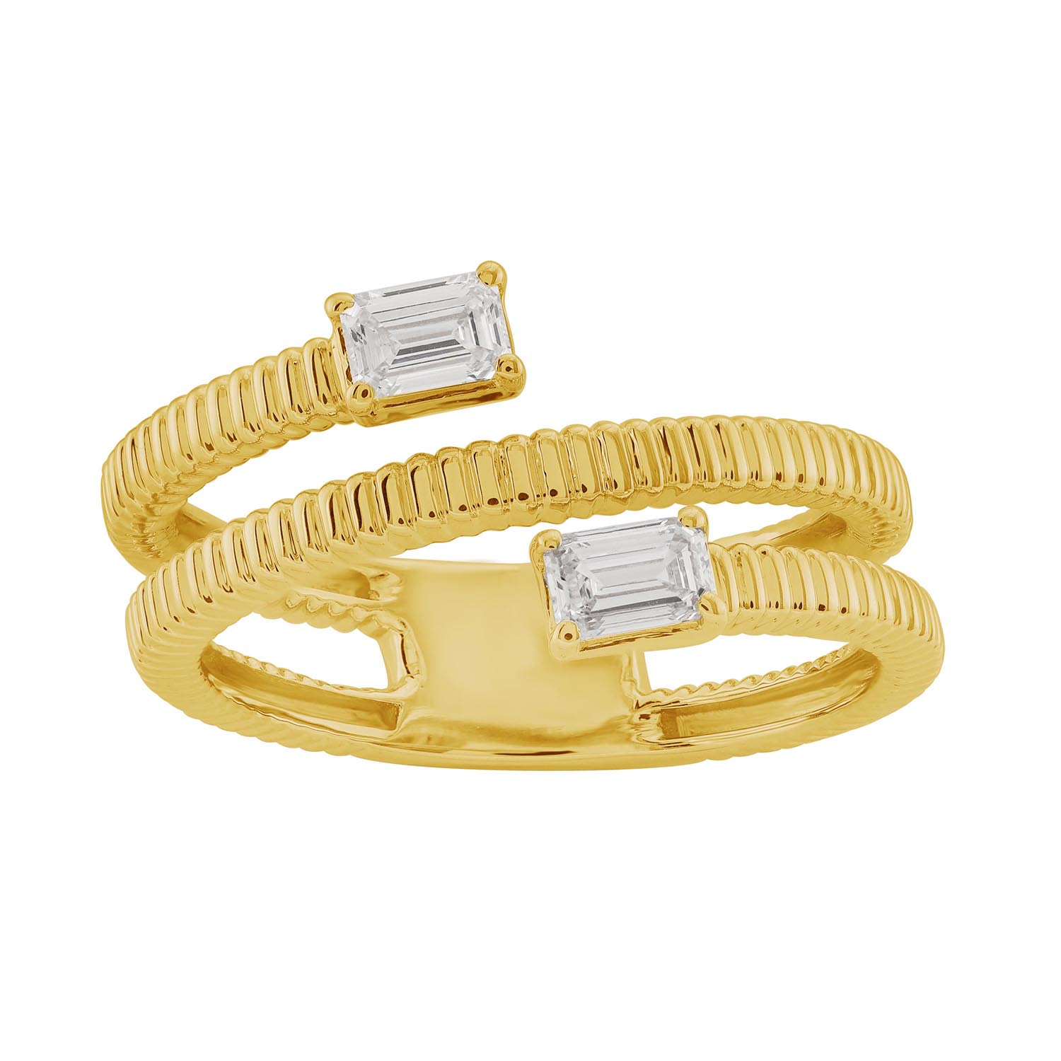Artisan Women's Gold / White Emerald-cut Diamond Wrap Ring In 14k Yellow Gold