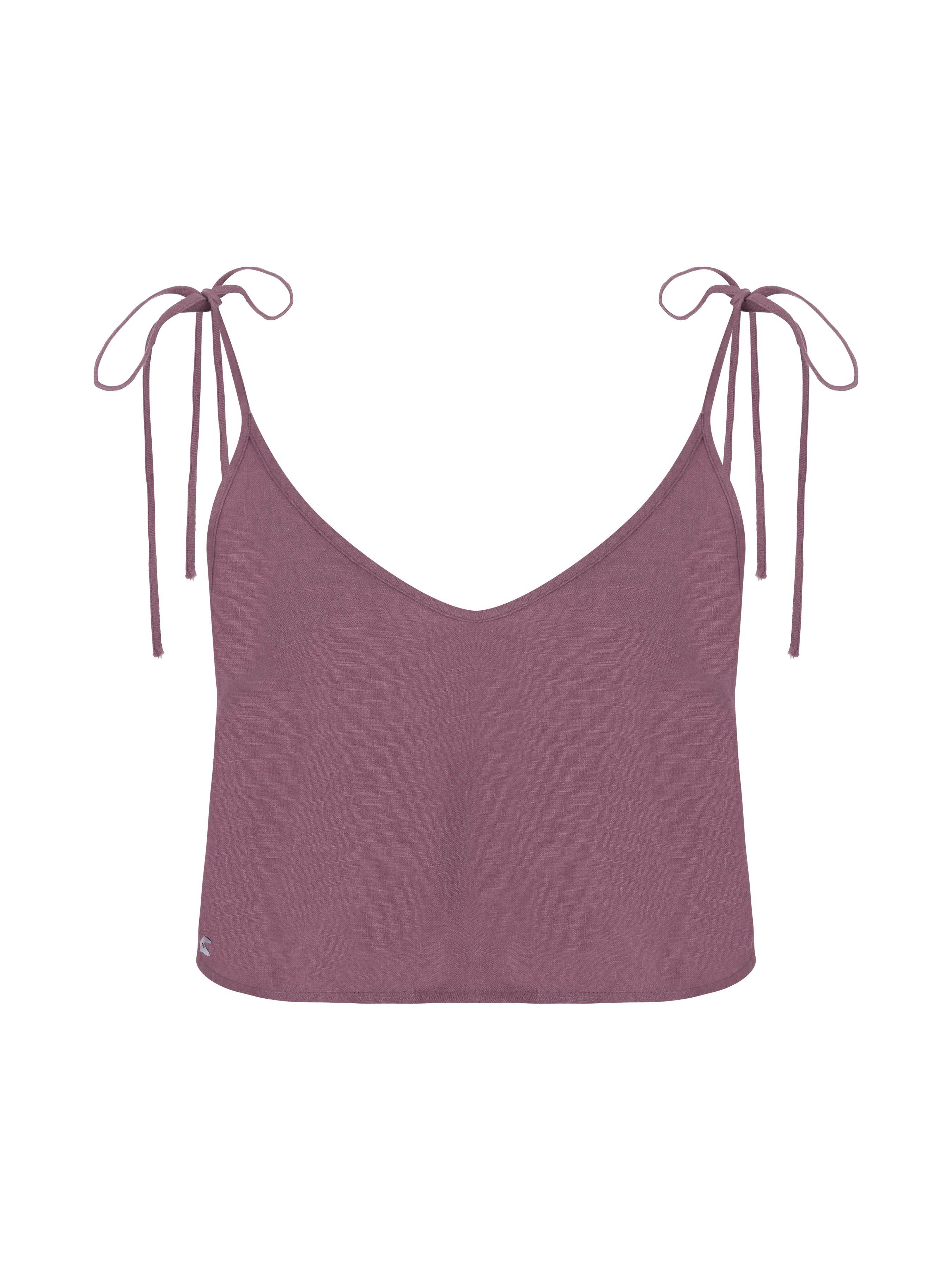 Dor Raw Luxury Women's Pink / Purple Across The River Linen Blouse - Plum