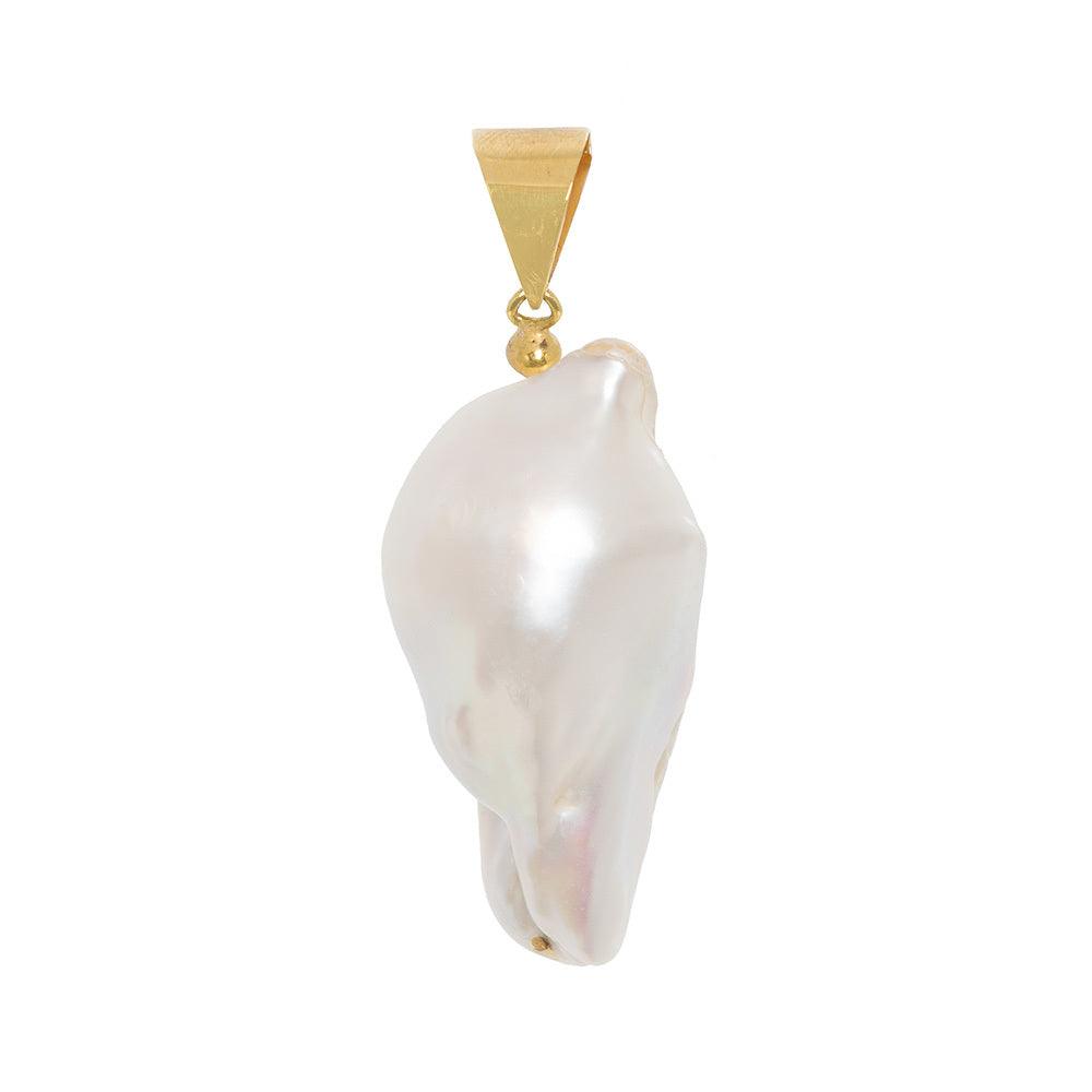 Women’s Gold / White Large Baroque Pearl Pendant Freya Rose