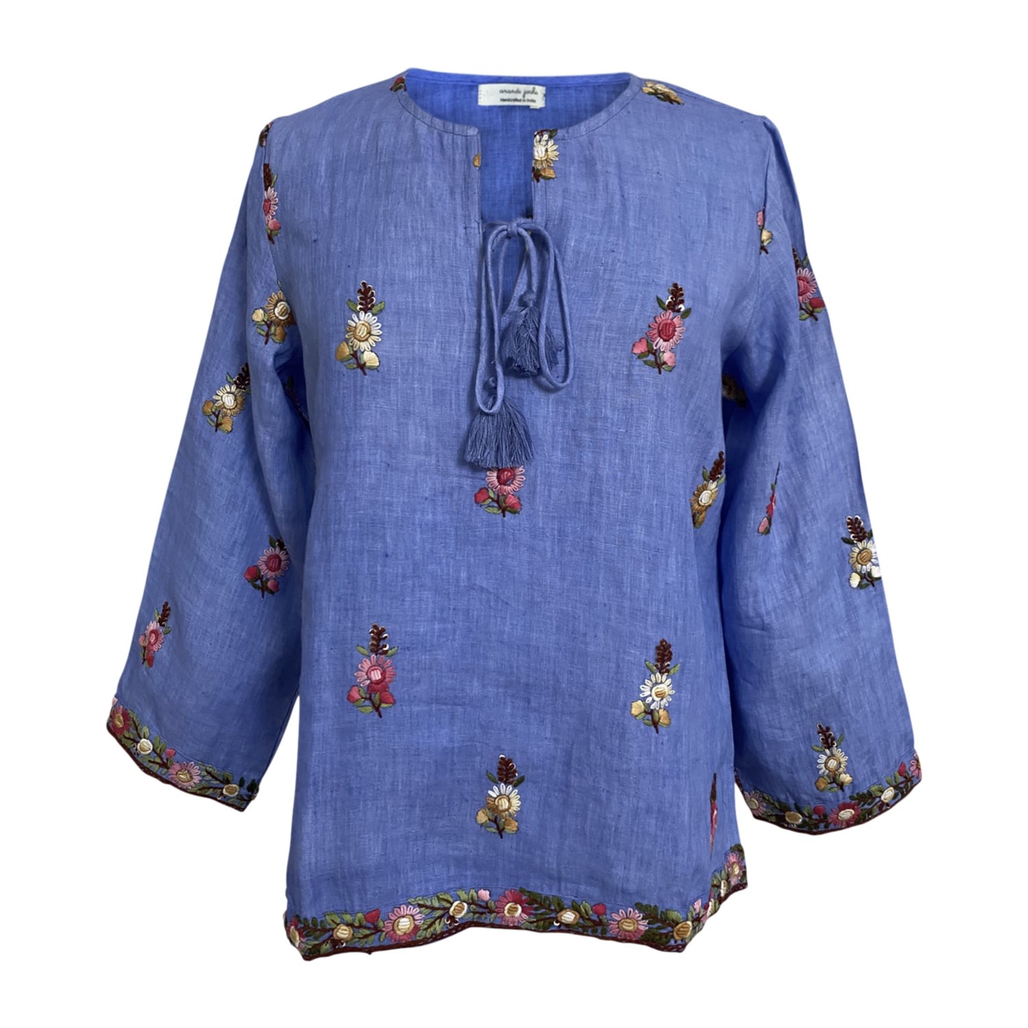 Kali Joshi Women's Blue Peasant Top In Blue