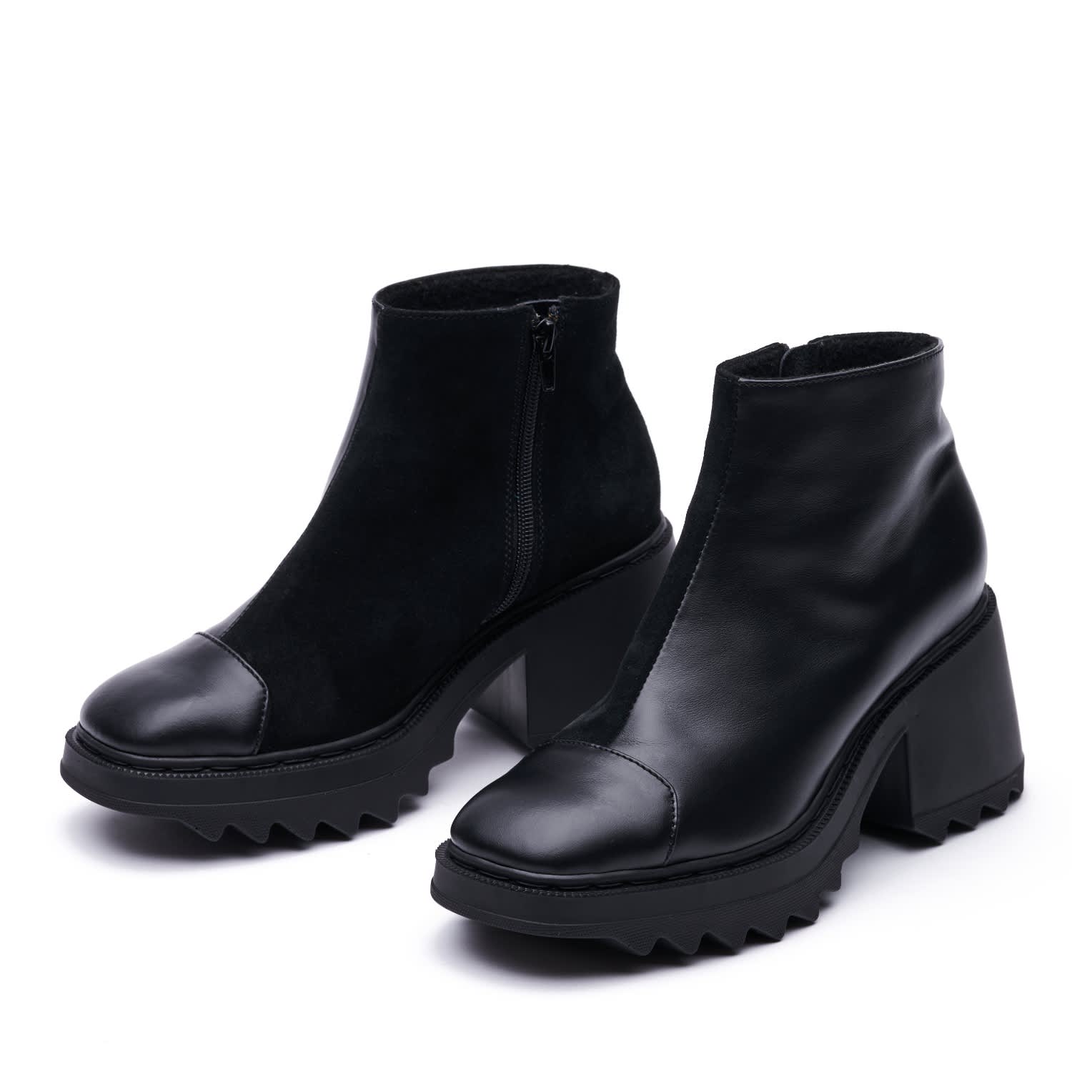 Mas Laus Patent Leather Heeled Ankle Boots in Black