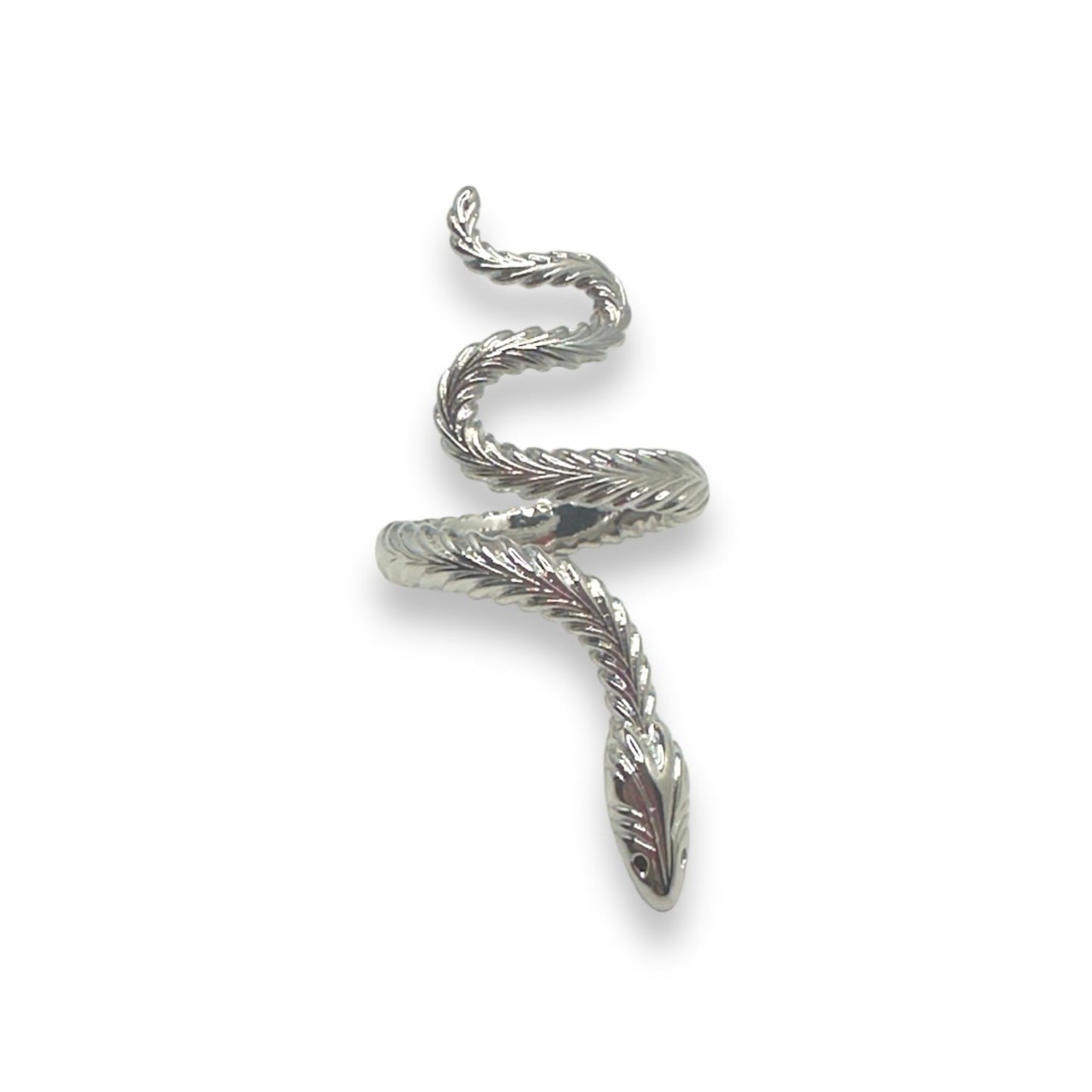 Women’s Silver Reputation Snake Wrap Ring In White Gold Jagged Halo Jewelry
