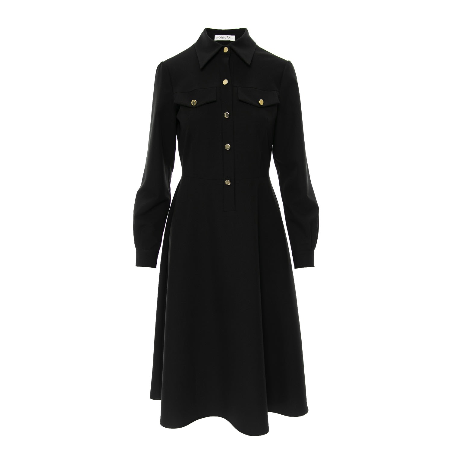 Women's Black Harriet Midi Shirt Dress | Medium | Noria Anis